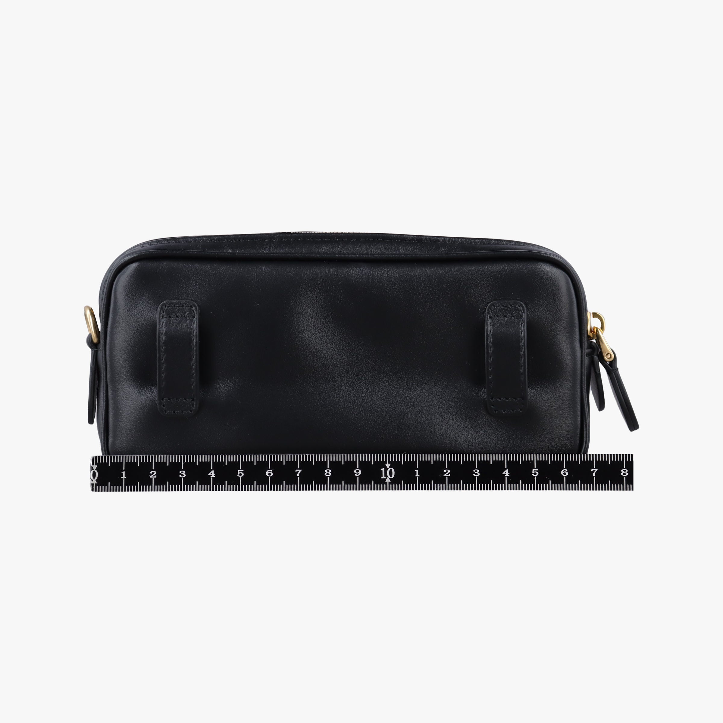 Pre-owned Miu Miu Logo belt Black leather  bum bag/waist bag | stylenewstar