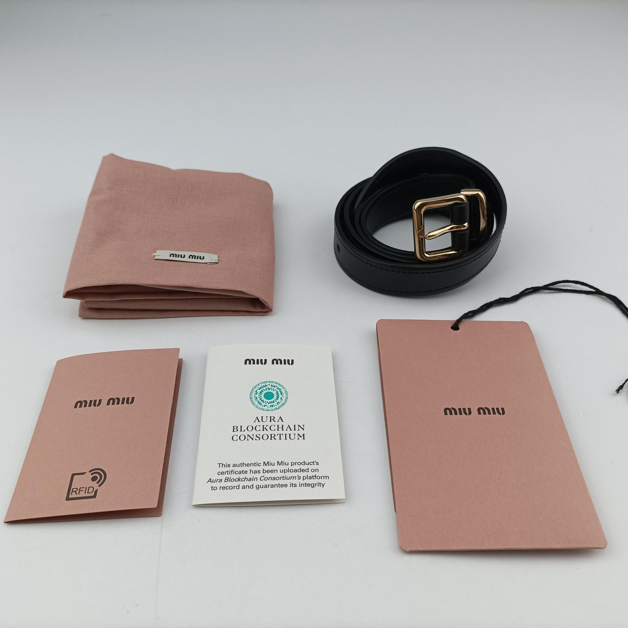 Pre-owned Miu Miu Logo belt Black leather  bum bag/waist bag | stylenewstar