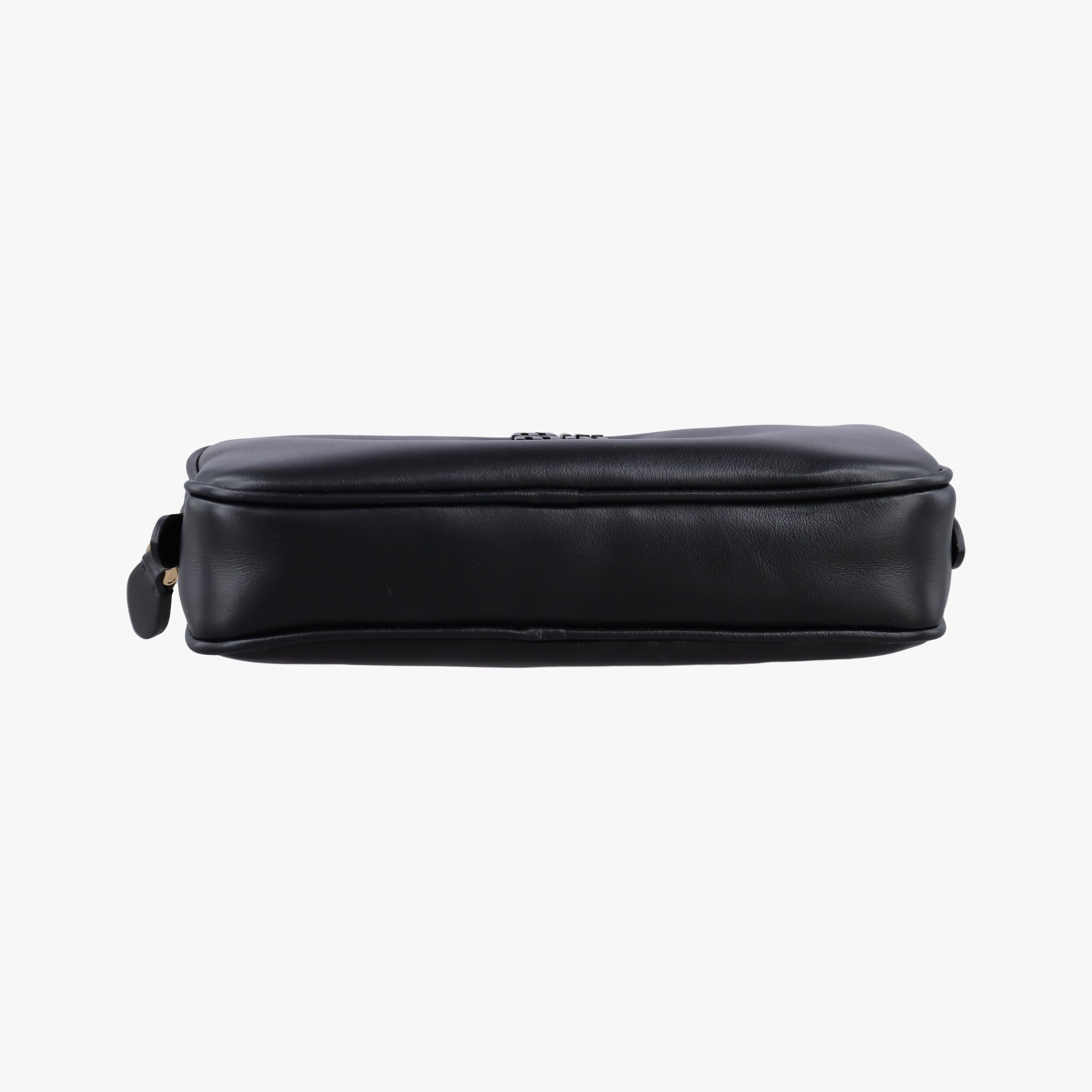 Pre-owned Miu Miu Logo belt Black leather  bum bag/waist bag | stylenewstar
