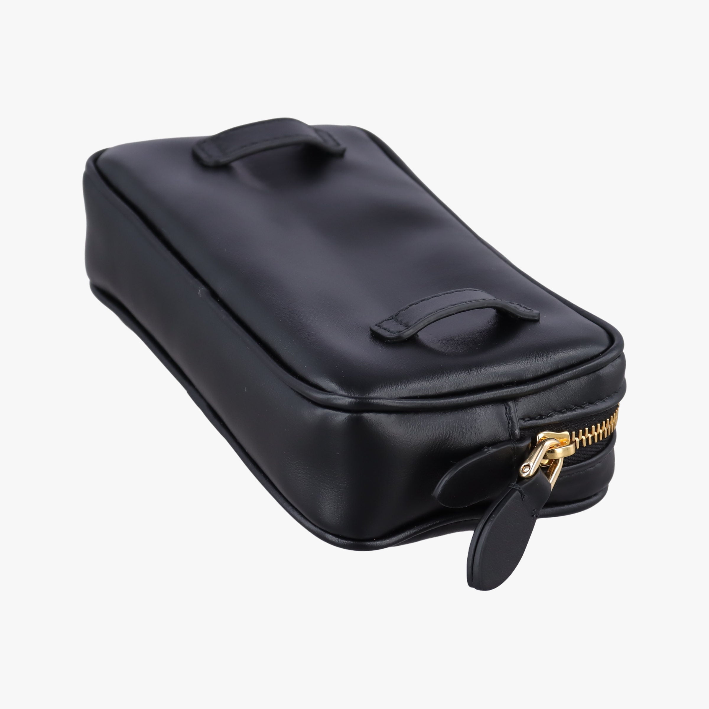 Pre-owned Miu Miu Logo belt Black leather  bum bag/waist bag | stylenewstar