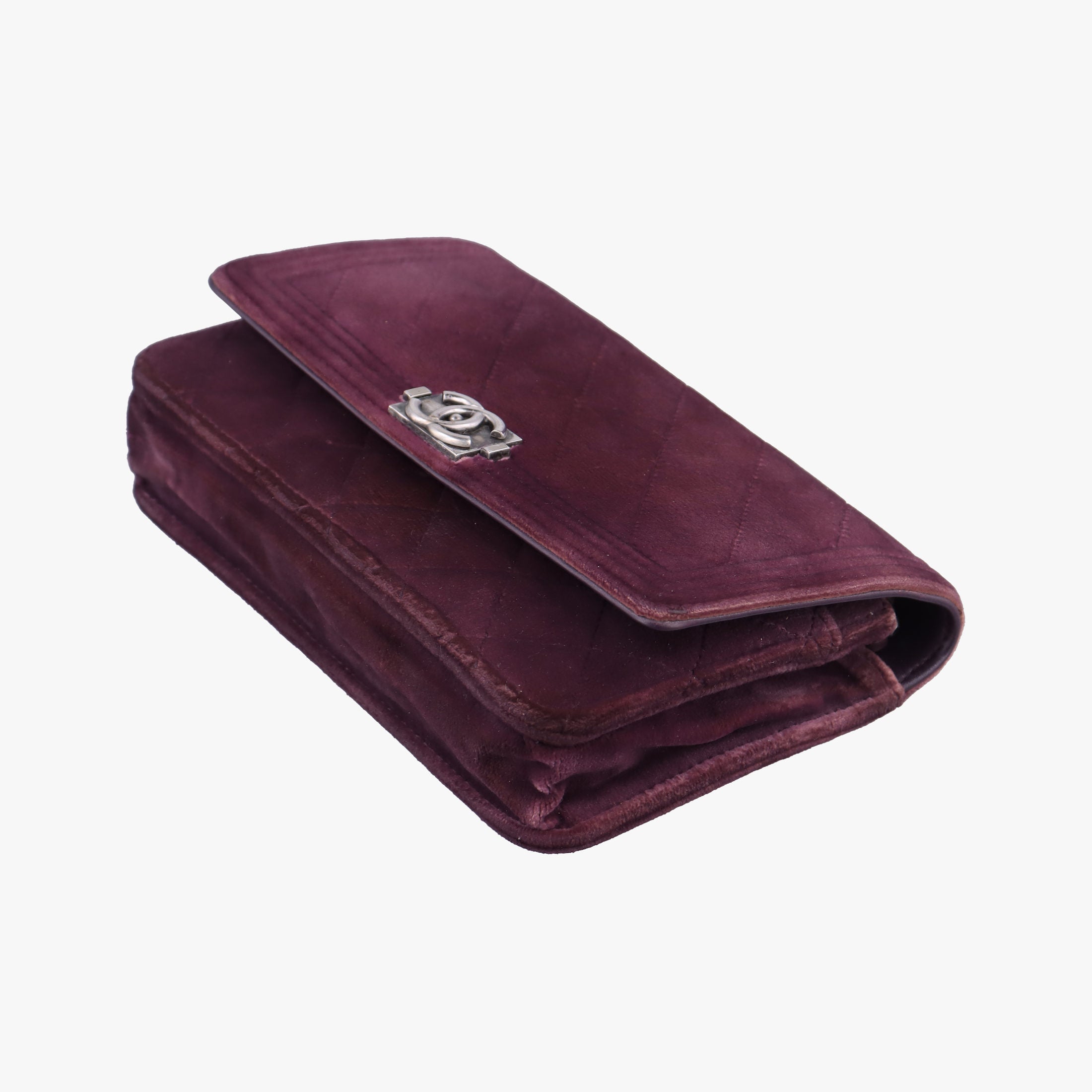 Secondhand Chanel BOY CHANEL Chain Wallet Purple velour A68911 shoulderbag | stylenewstar