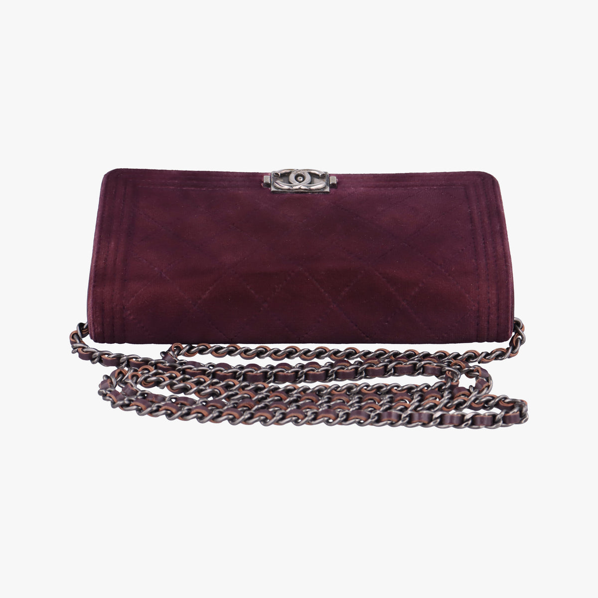 Secondhand Chanel BOY CHANEL Chain Wallet Purple velour A68911 shoulderbag | stylenewstar