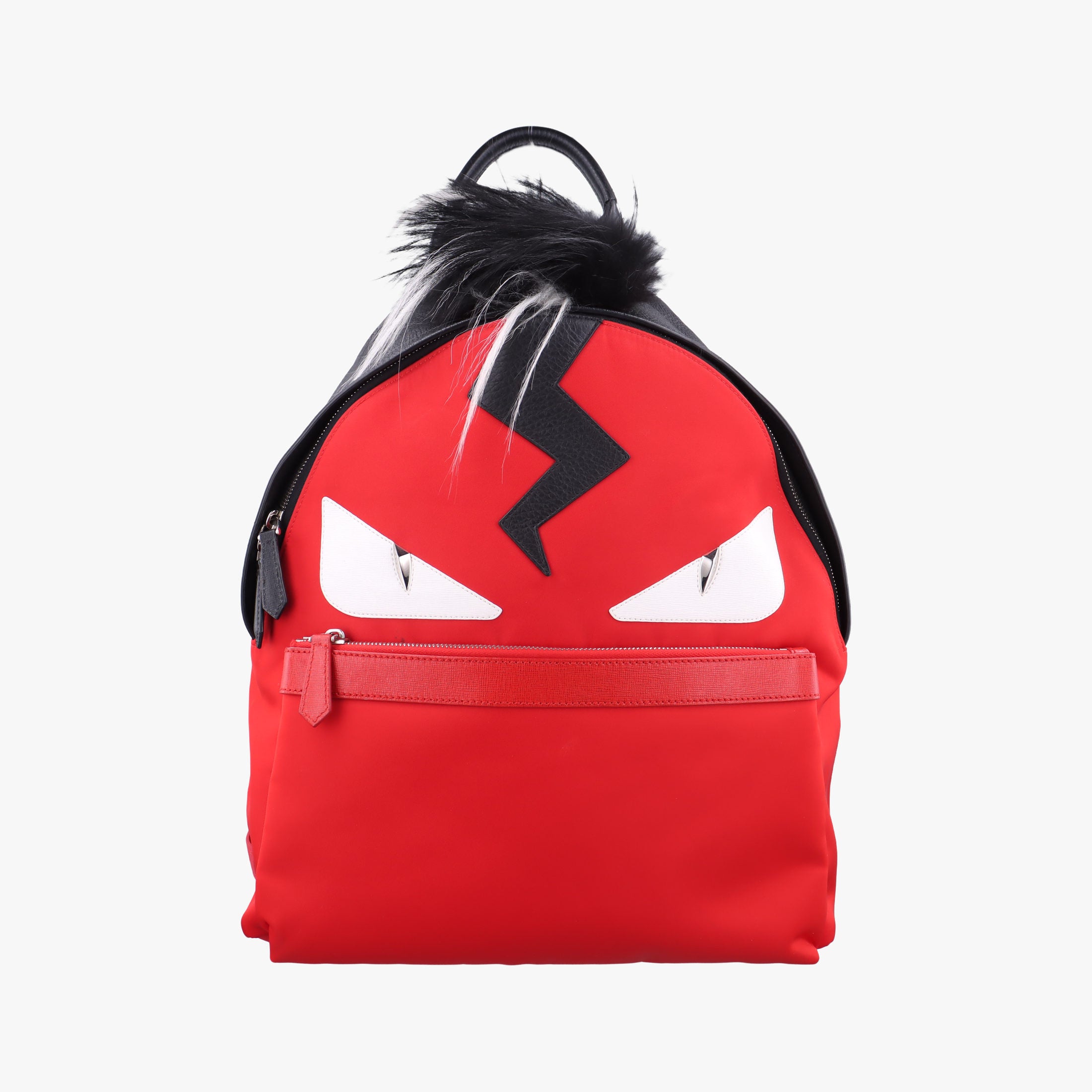 Pre-owned Fendi monster bag bugs Red x Black Nylon×leather 7VZ012 backpack/rucksack | stylenewstar