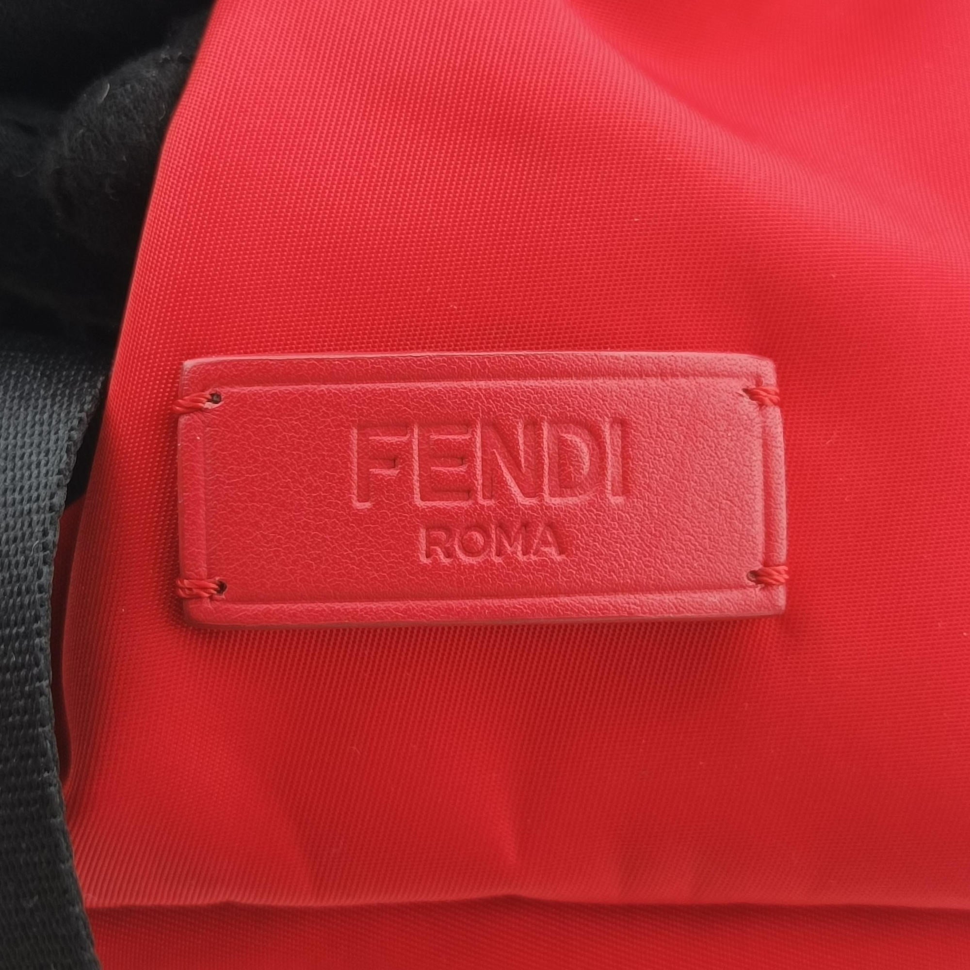 Pre-owned Fendi monster bag bugs Red x Black Nylon×leather 7VZ012 backpack/rucksack | stylenewstar