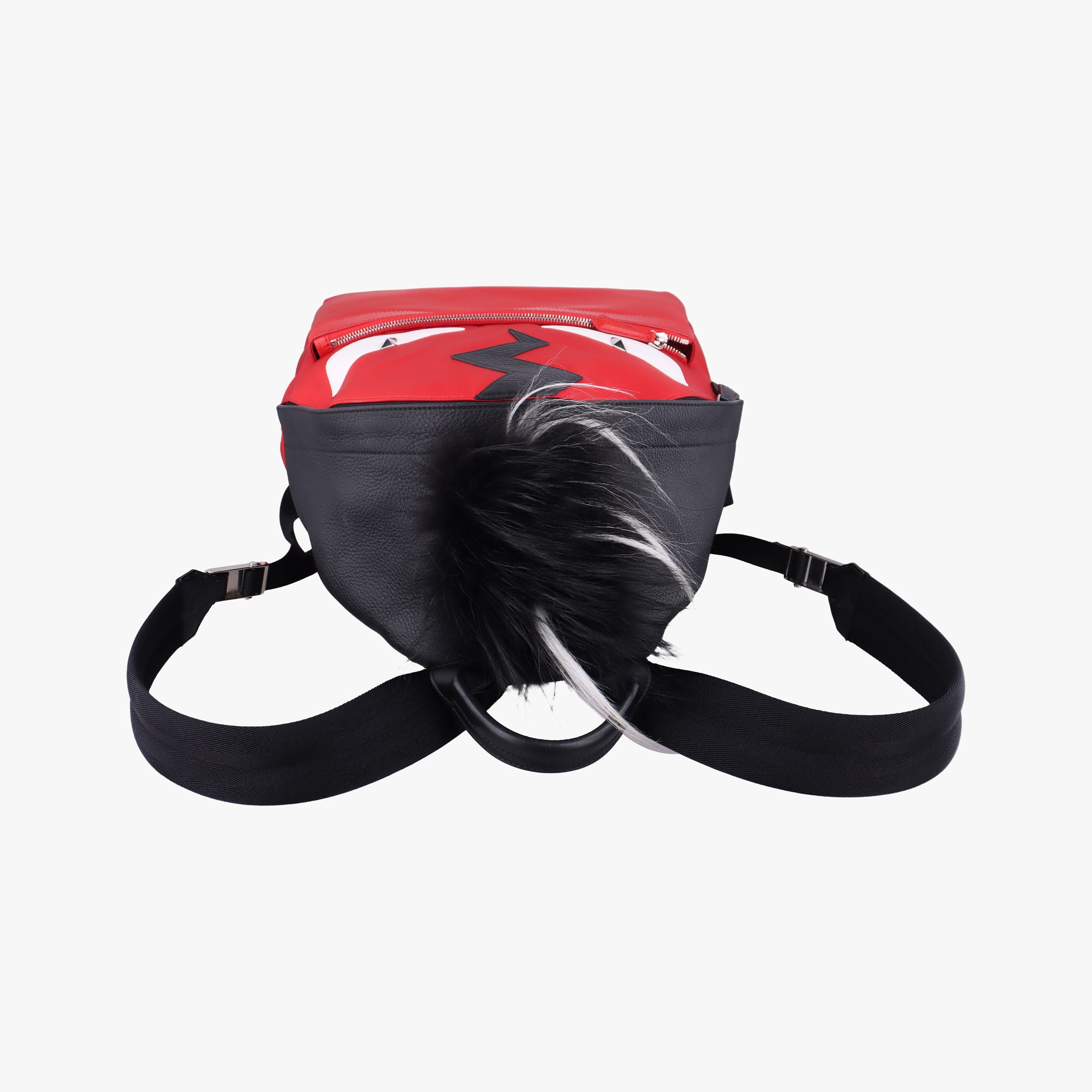 Pre-owned Fendi monster bag bugs Red x Black Nylon×leather 7VZ012 backpack/rucksack | stylenewstar