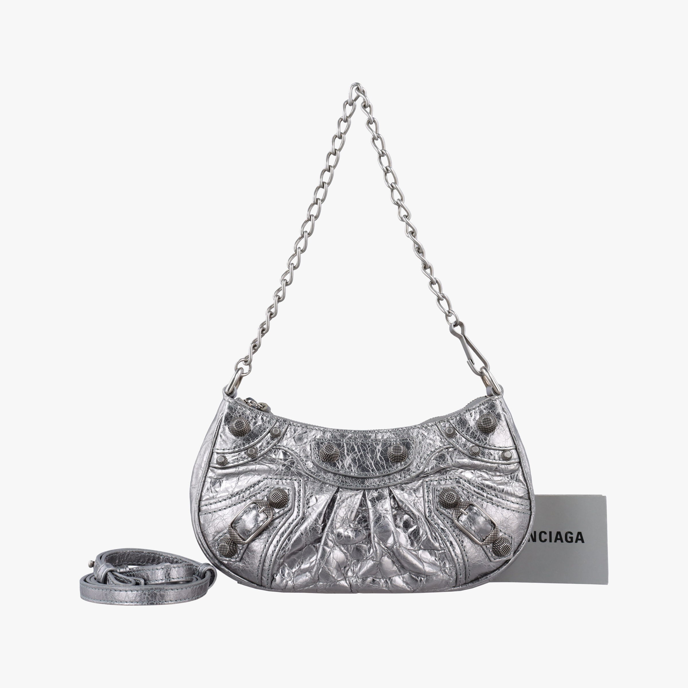 Secondhand Balenciaga Le Cagole mini Silver lambskin  shoulderbag | stylenewstar