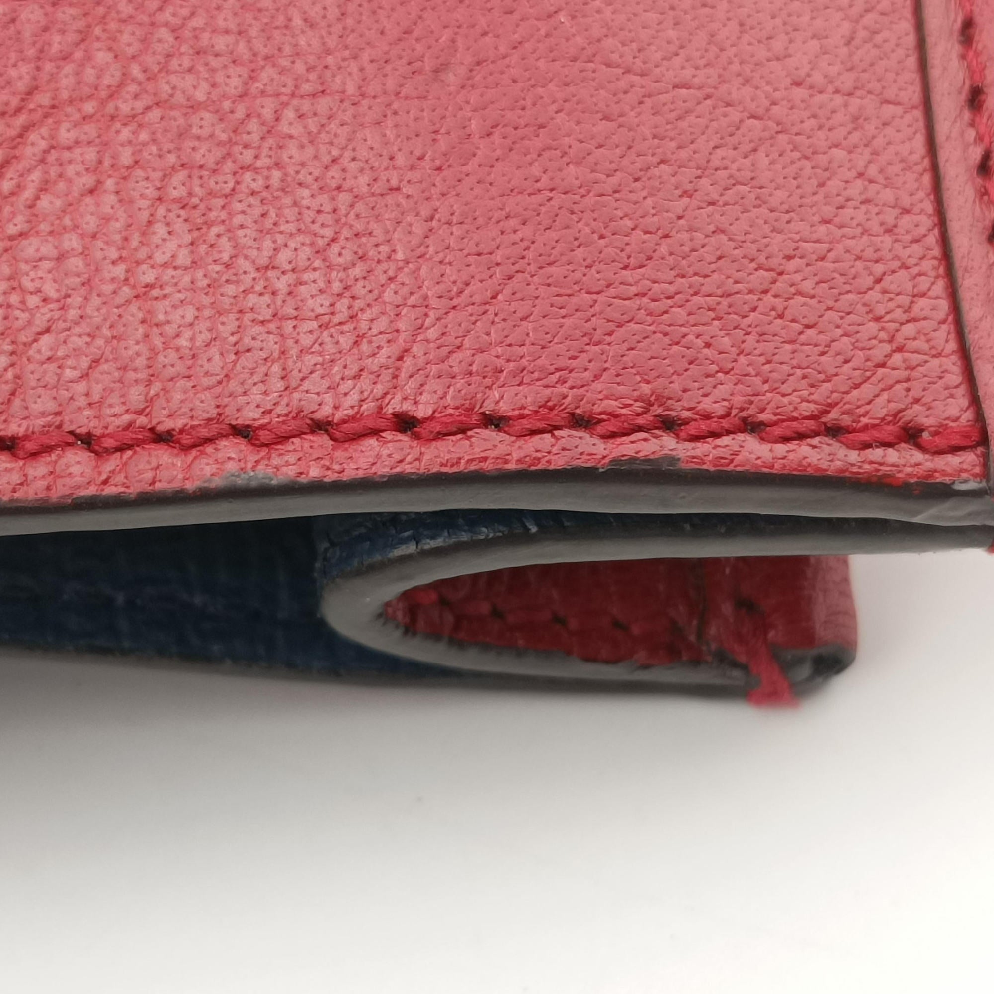 Pre-owned Gucci Rajah Navy×red Suede × leather 537219 shoulderbag | stylenewstar