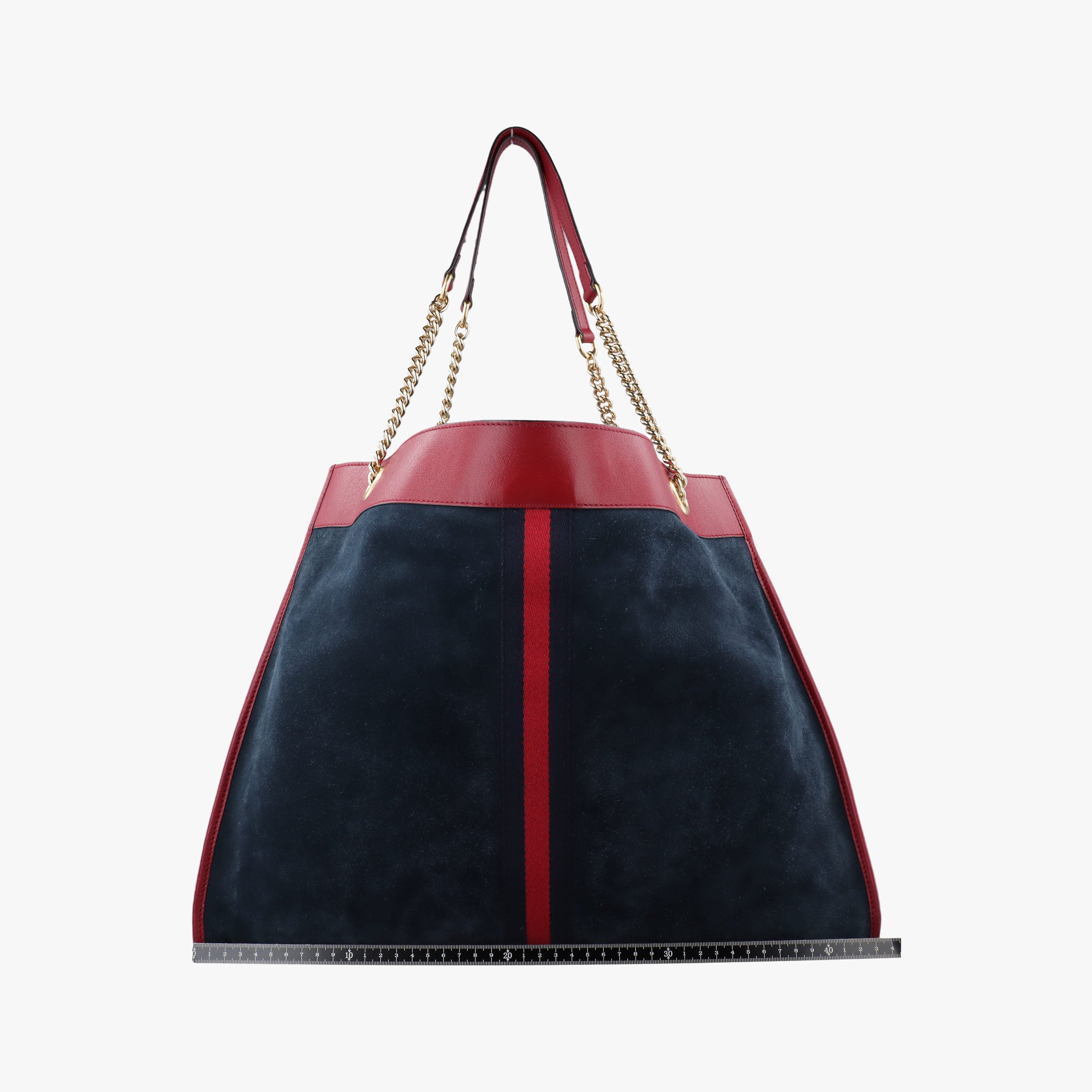 Pre-owned Gucci Rajah Navy×red Suede × leather 537219 shoulderbag | stylenewstar