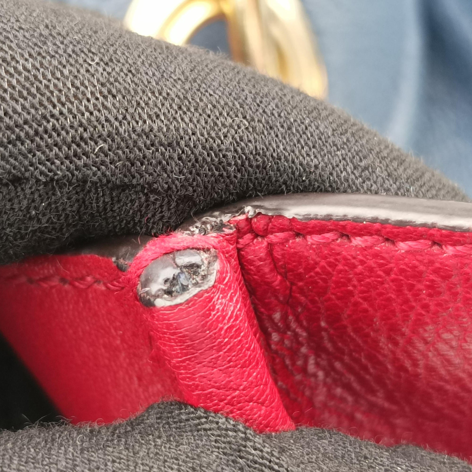 Pre-owned Gucci Rajah Navy×red Suede × leather 537219 shoulderbag | stylenewstar