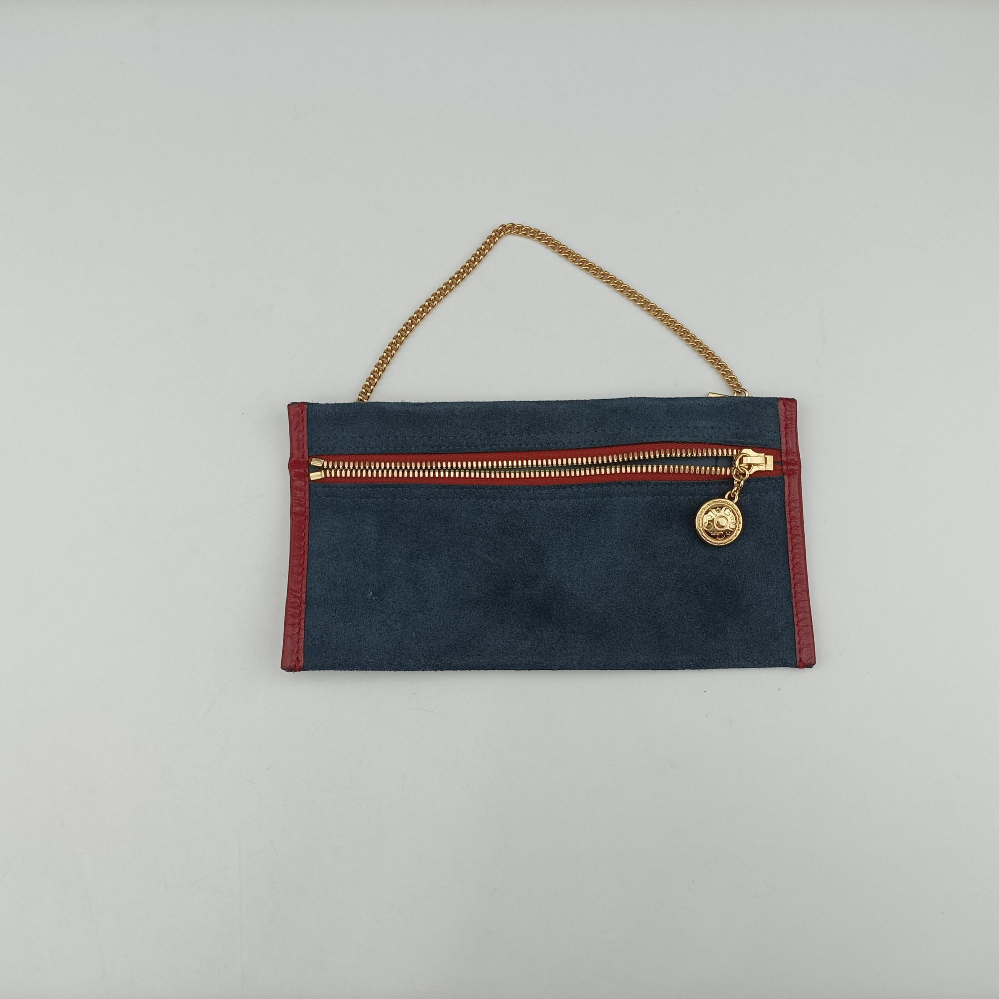 Pre-owned Gucci Rajah Navy×red Suede × leather 537219 shoulderbag | stylenewstar