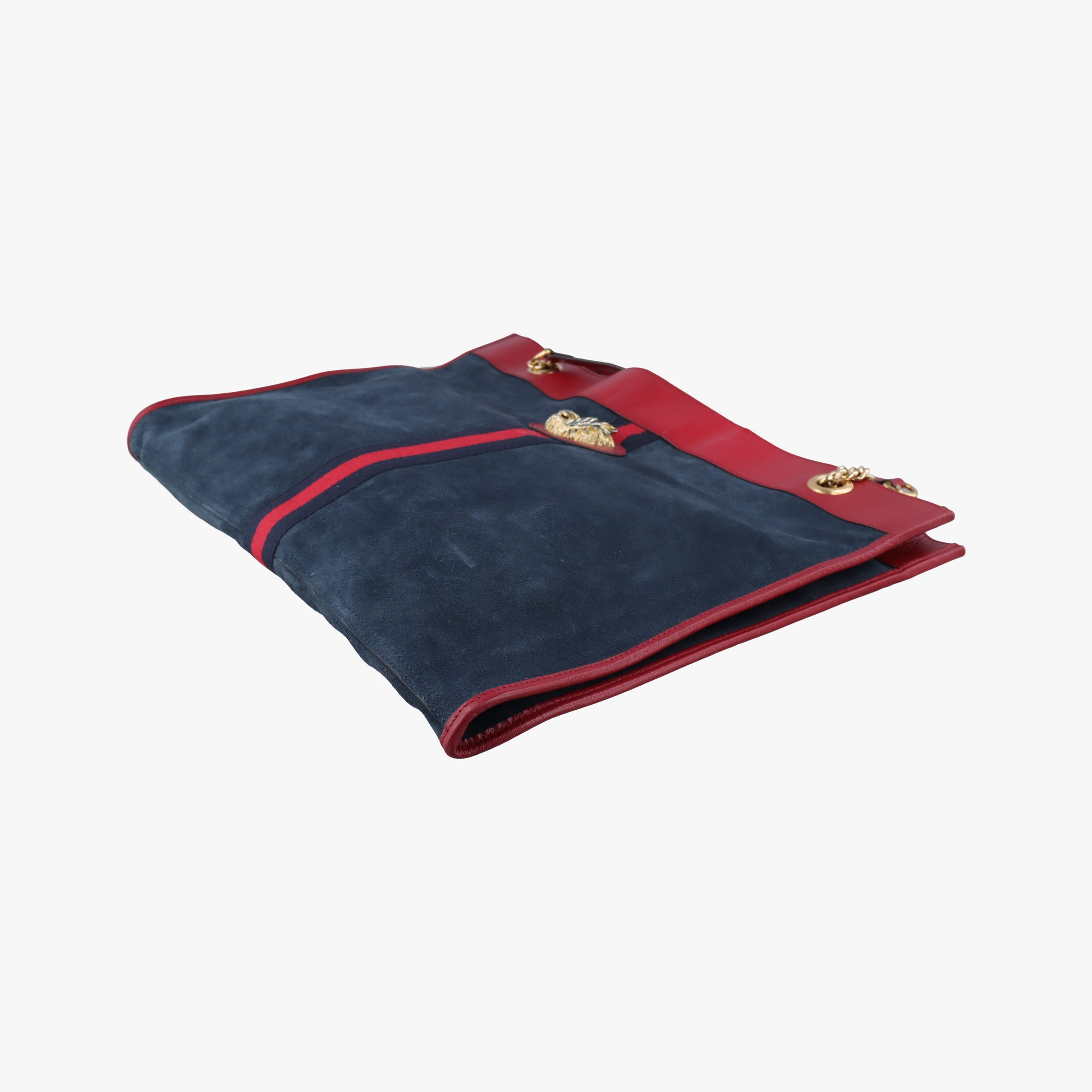 Pre-owned Gucci Rajah Navy×red Suede × leather 537219 shoulderbag | stylenewstar