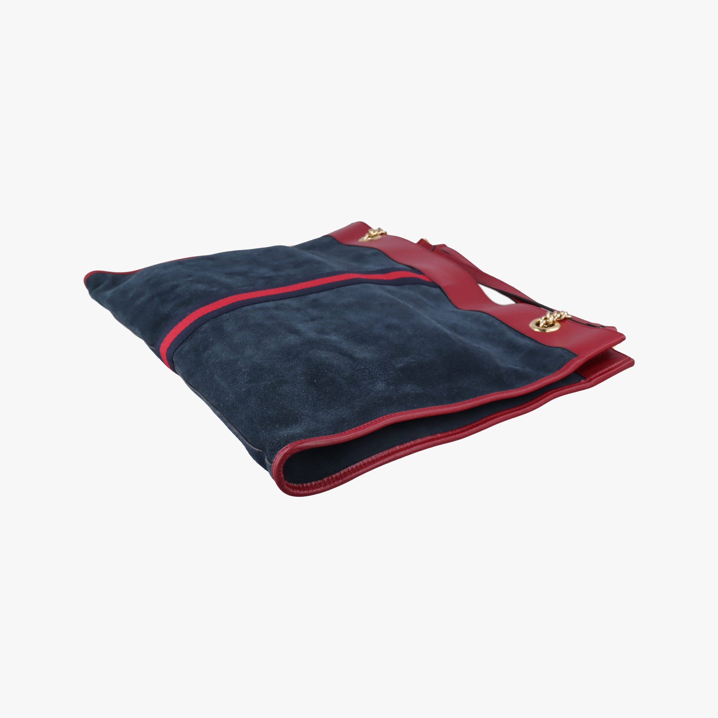Pre-owned Gucci Rajah Navy×red Suede × leather 537219 shoulderbag | stylenewstar