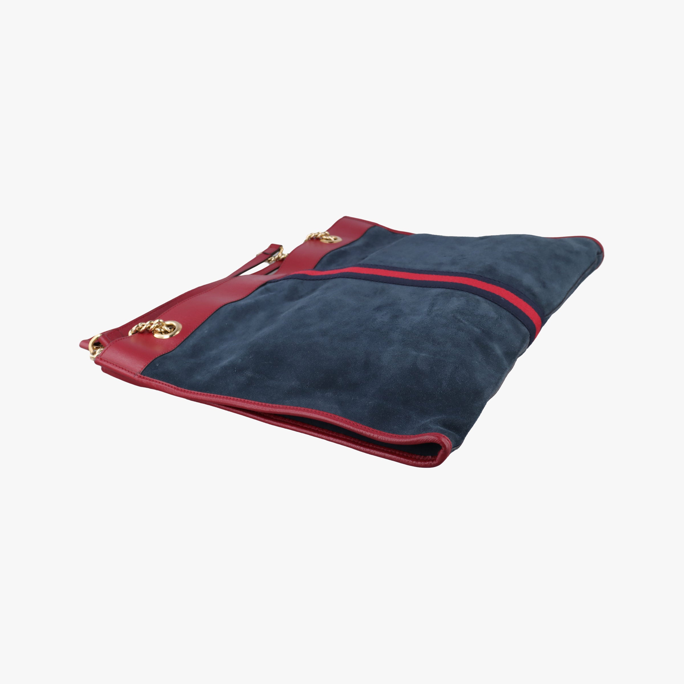 Pre-owned Gucci Rajah Navy×red Suede × leather 537219 shoulderbag | stylenewstar