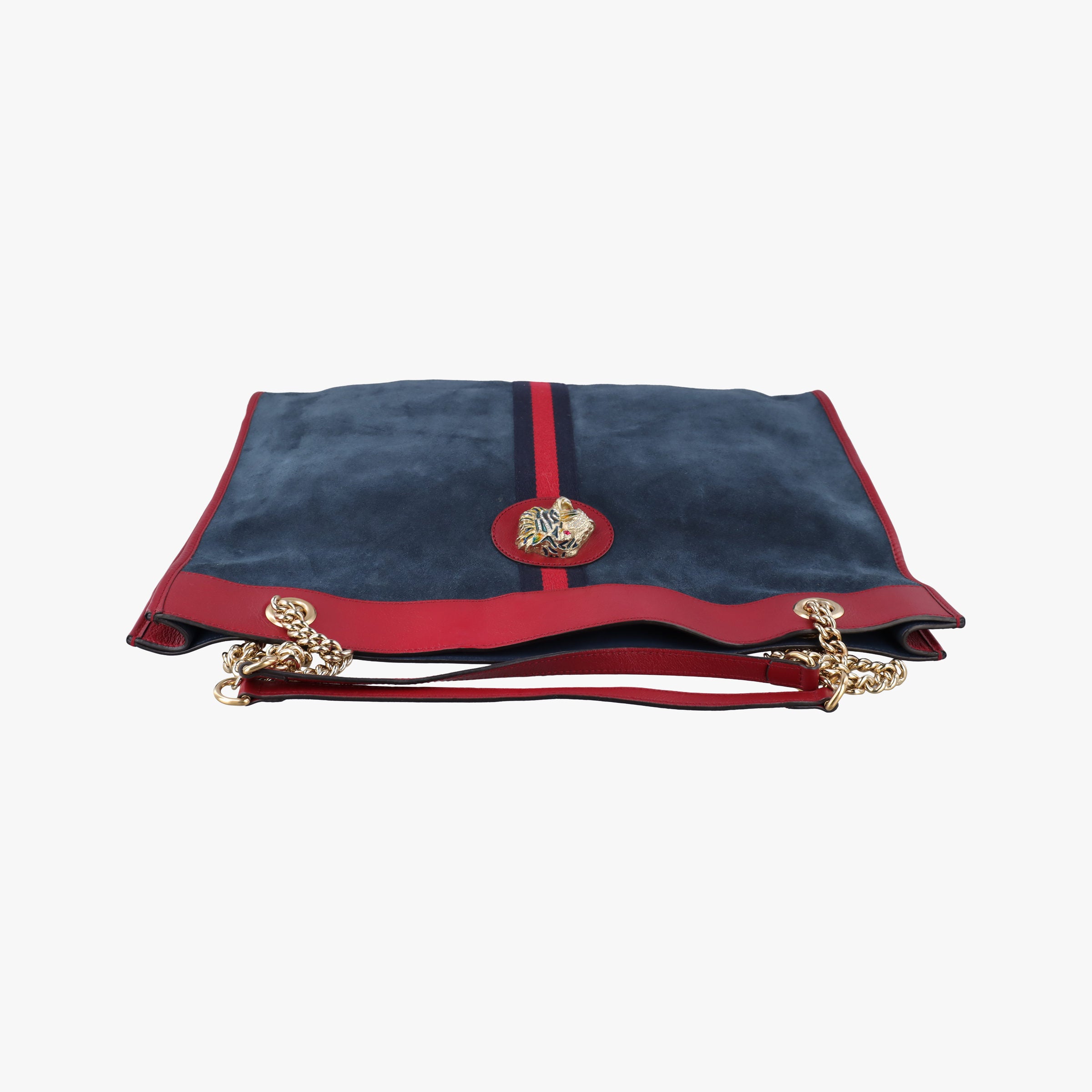 Pre-owned Gucci Rajah Navy×red Suede × leather 537219 shoulderbag | stylenewstar