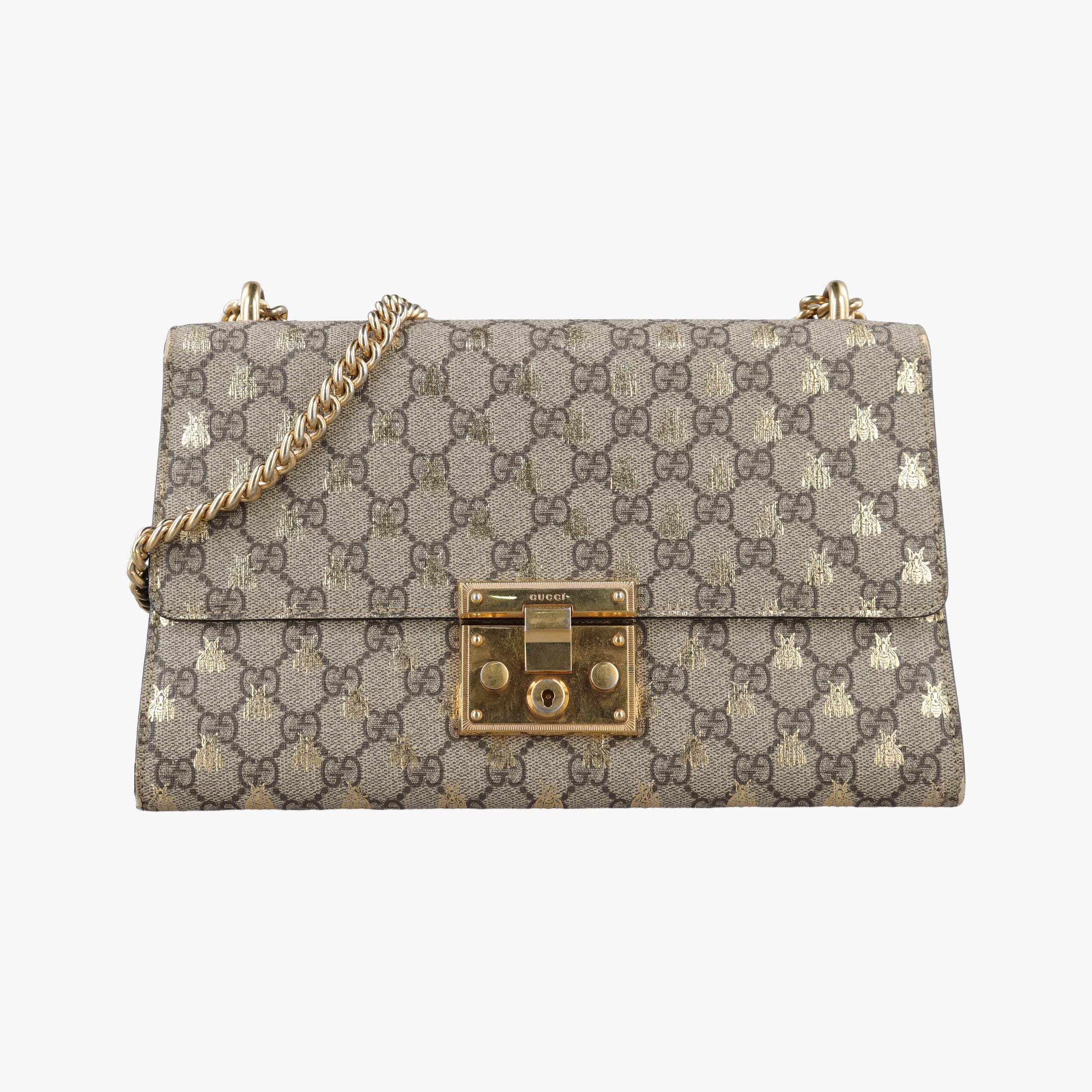 Pre-owned Gucci Padlock Beige x Black PVC coated canvas x Leather 409486 shoulderbag | stylenewstar