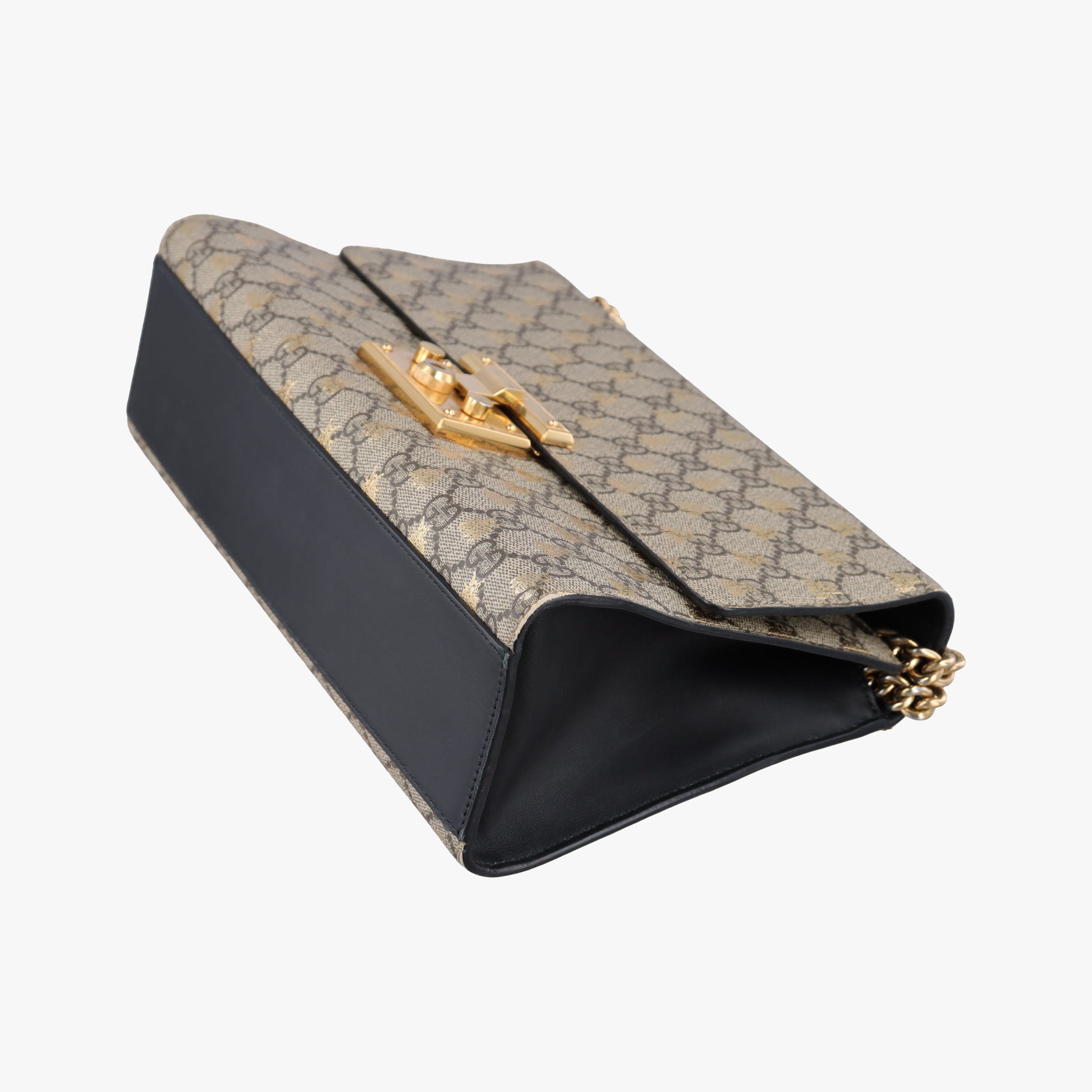 Pre-owned Gucci Padlock Beige x Black PVC coated canvas x Leather 409486 shoulderbag | stylenewstar
