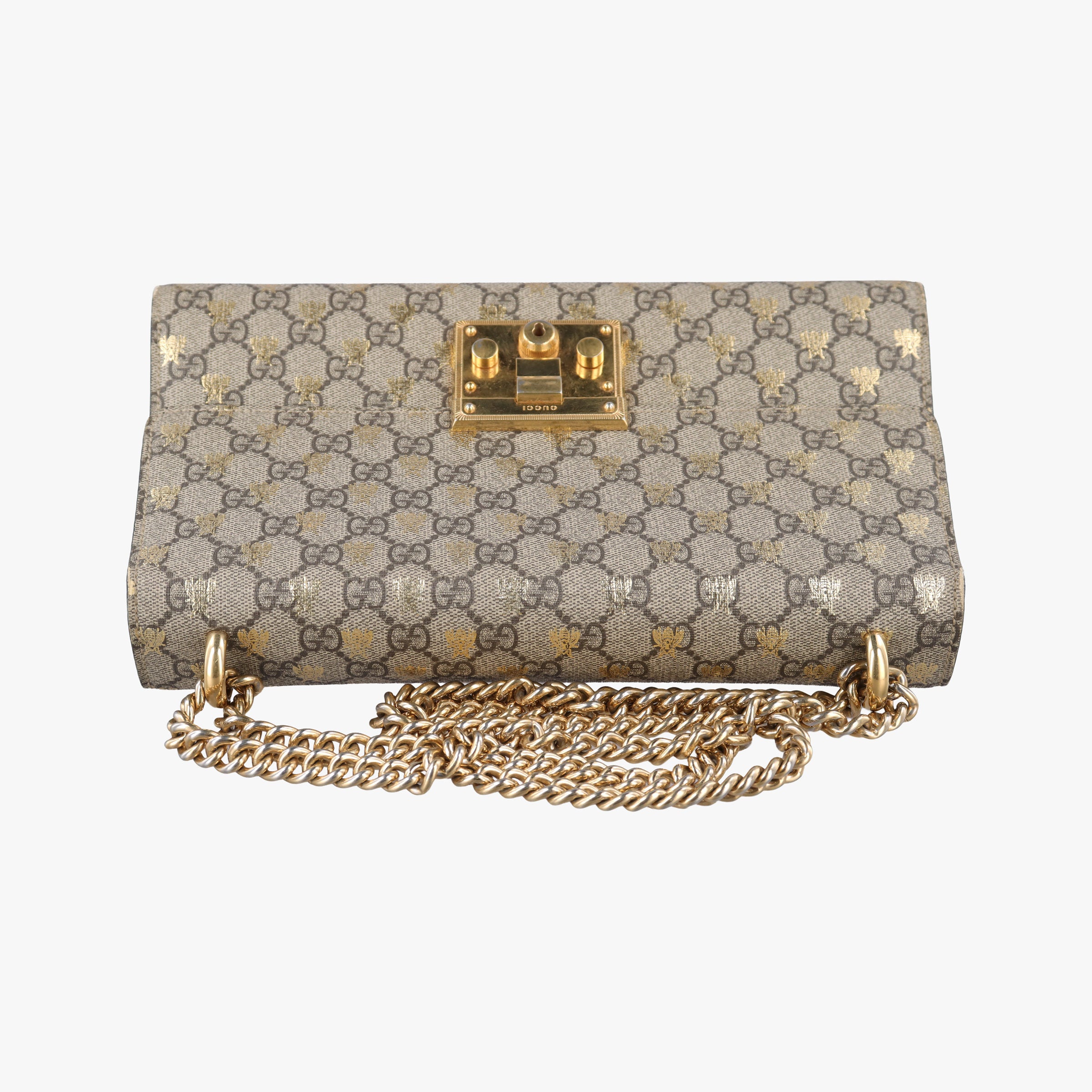 Pre-owned Gucci Padlock Beige x Black PVC coated canvas x Leather 409486 shoulderbag | stylenewstar
