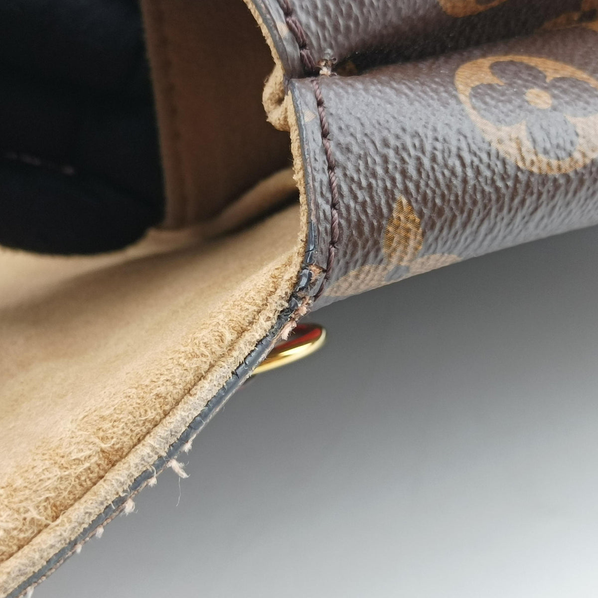 Pre-owned Louis Vuitton MARIGNAN Brown × Coquelicot Monogram Canvas×calf leather M44286 shoulderbag | stylenewstar