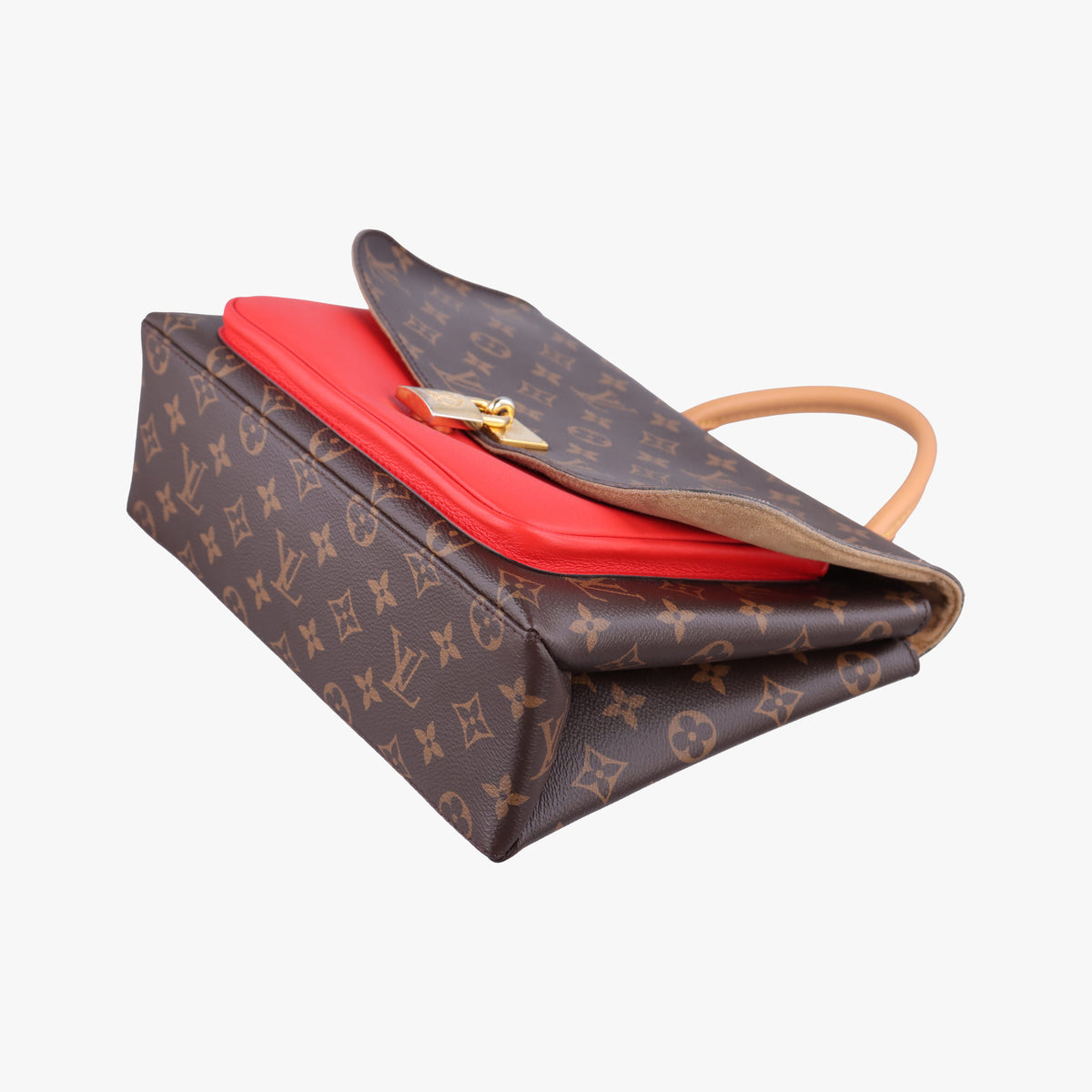 Pre-owned Louis Vuitton MARIGNAN Brown × Coquelicot Monogram Canvas×calf leather M44286 shoulderbag | stylenewstar