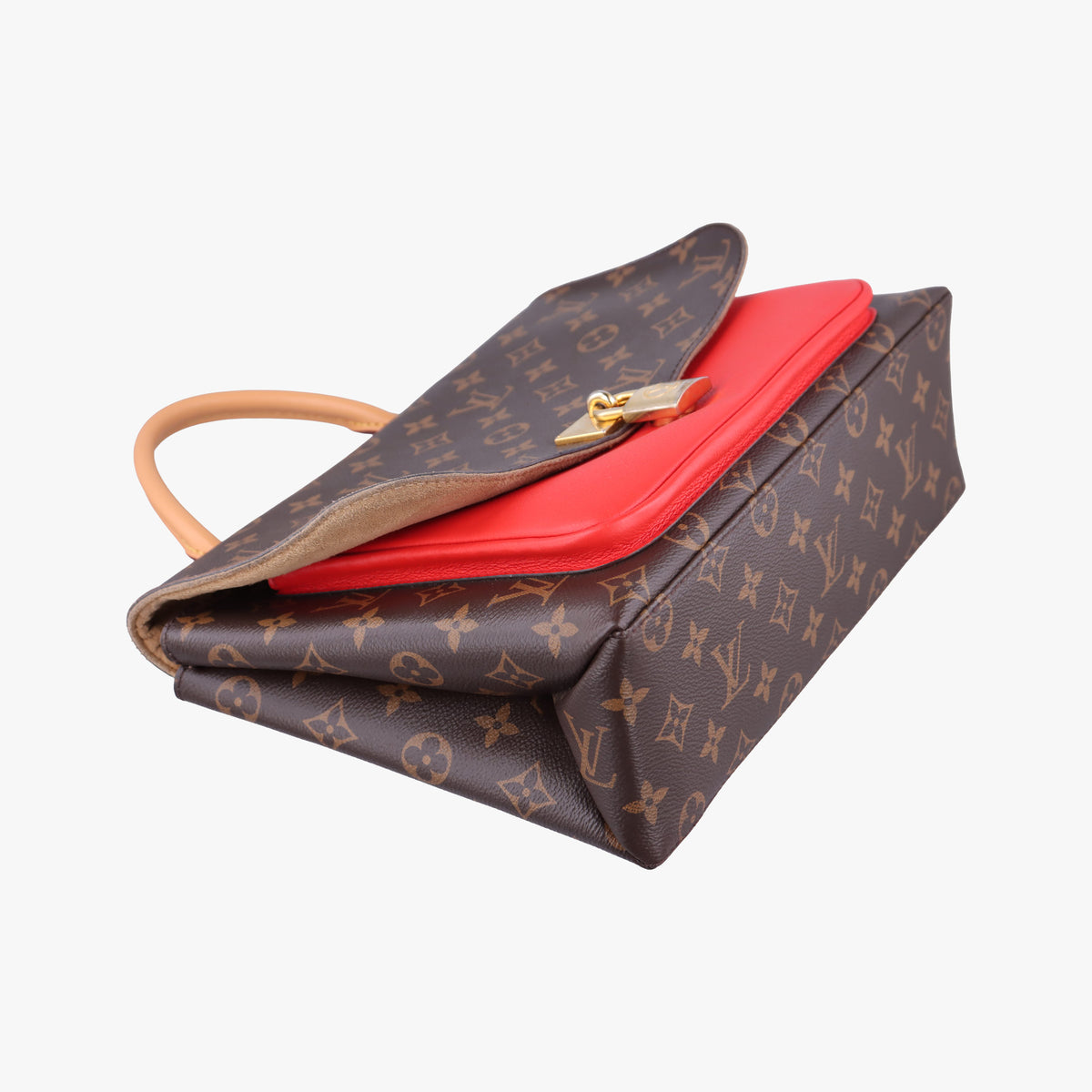 Pre-owned Louis Vuitton MARIGNAN Brown × Coquelicot Monogram Canvas×calf leather M44286 shoulderbag | stylenewstar