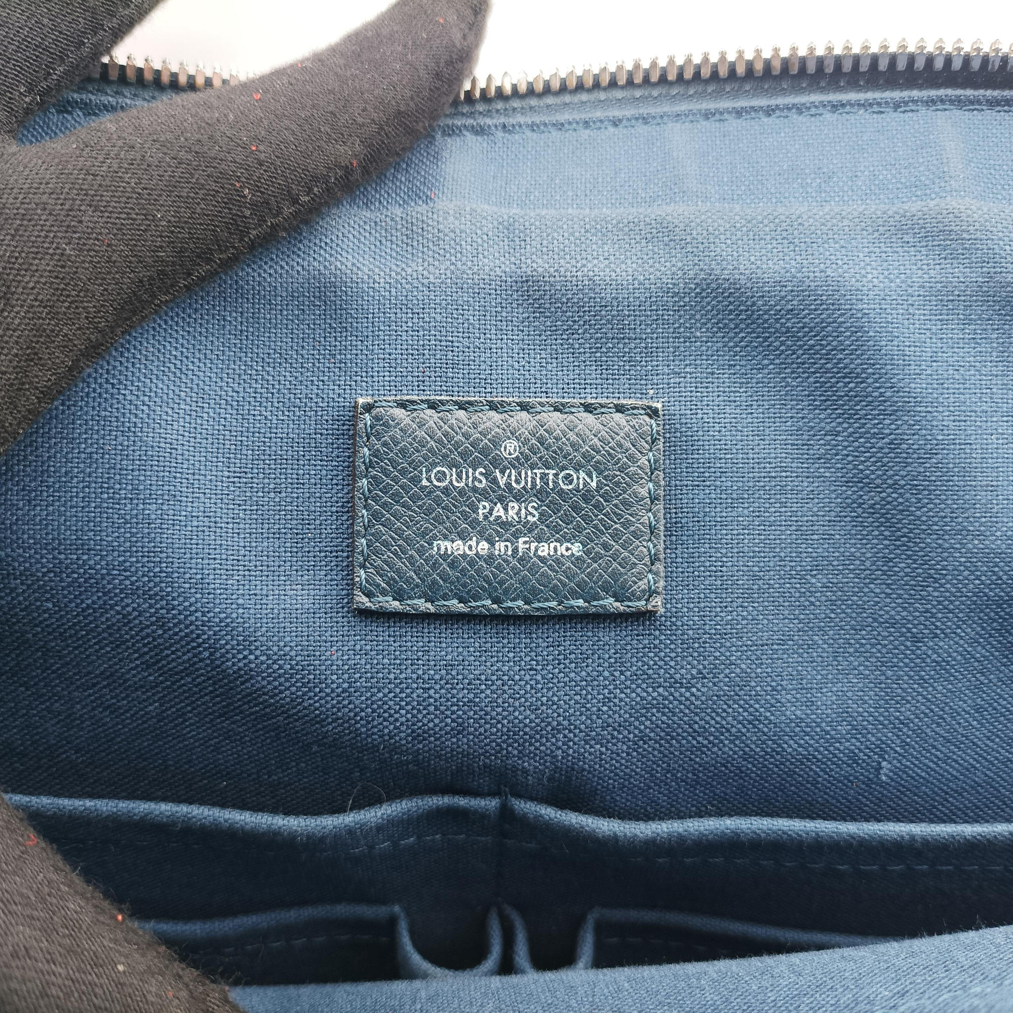 Pre-owned Louis Vuitton Porto Document Business MM Ocean Blue Taiga M32705 handbag | stylenewstar