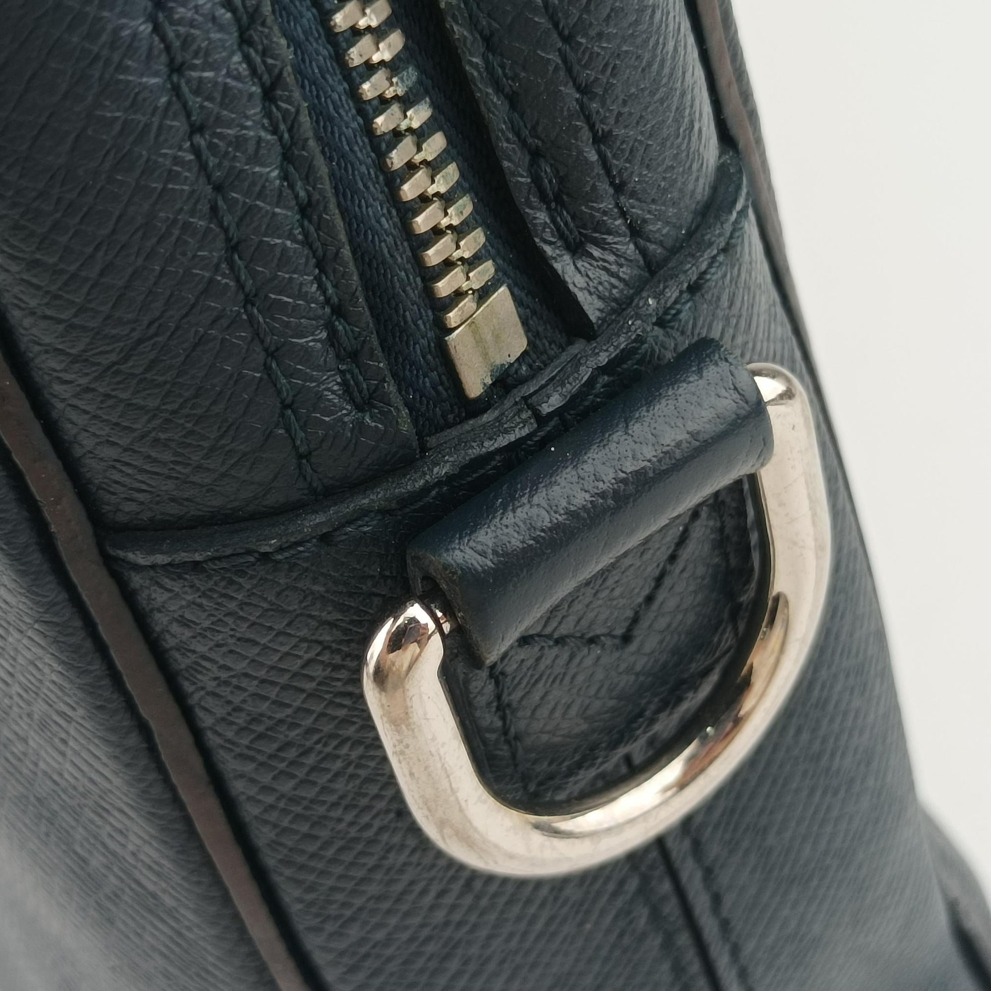 Pre-owned Louis Vuitton Porto Document Business MM Ocean Blue Taiga M32705 handbag | stylenewstar