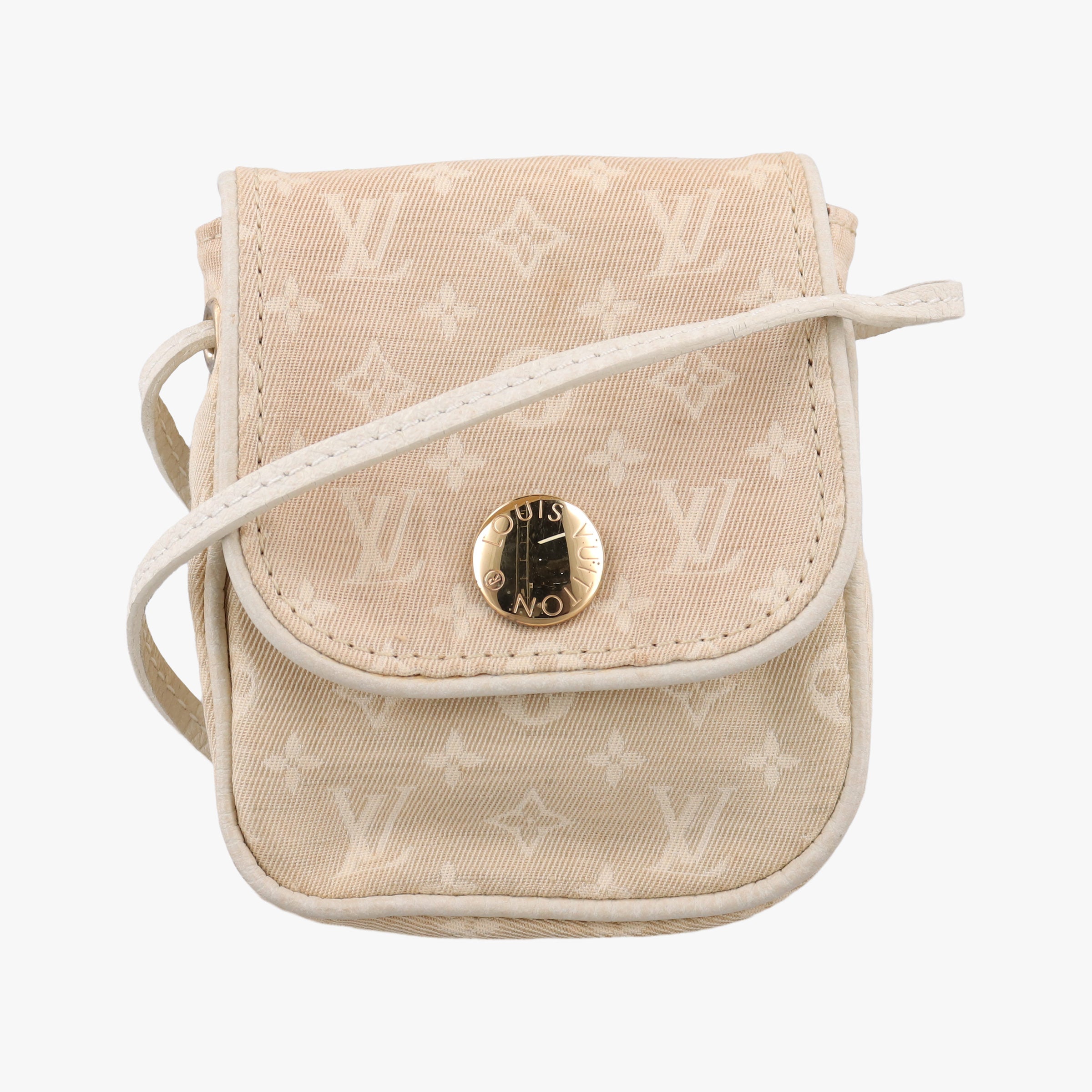 Pre-owned Louis Vuitton Cancun Pochette Dune x Ivory Monogram Mini Lin Cotton M95312 shoulderbag | stylenewstar