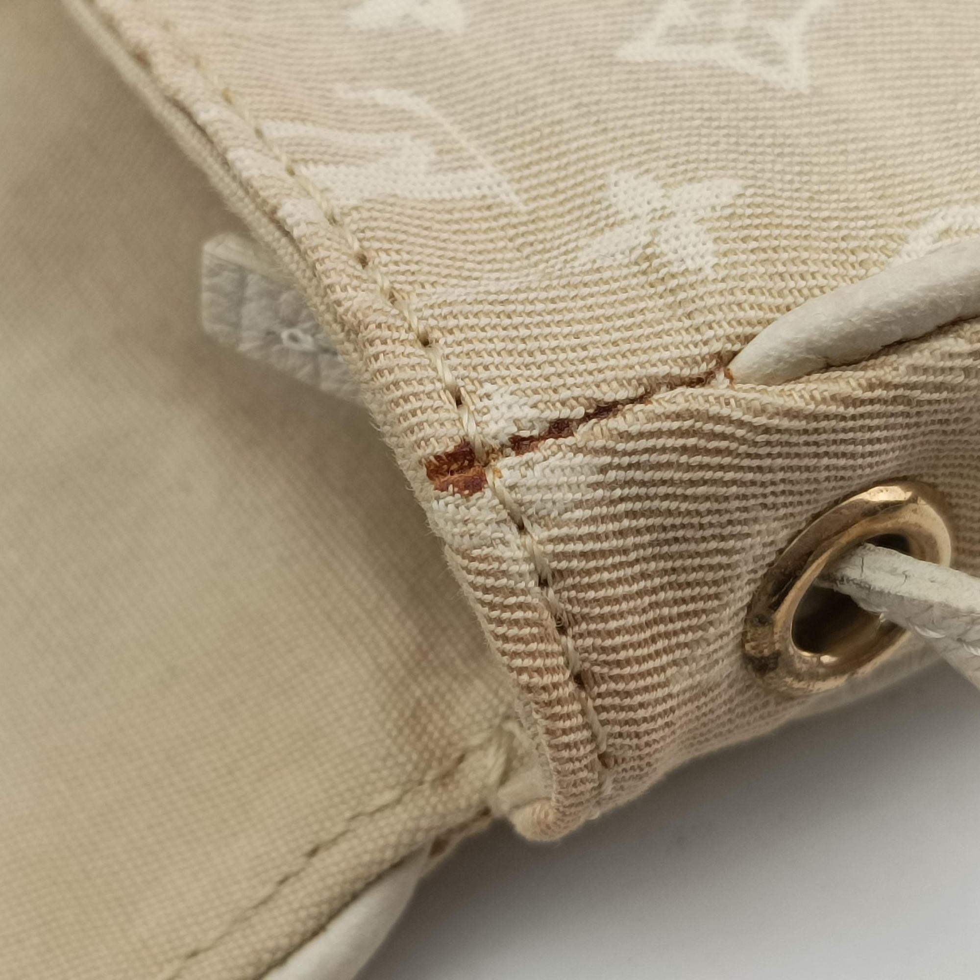 Pre-owned Louis Vuitton Cancun Pochette Dune x Ivory Monogram Mini Lin Cotton M95312 shoulderbag | stylenewstar