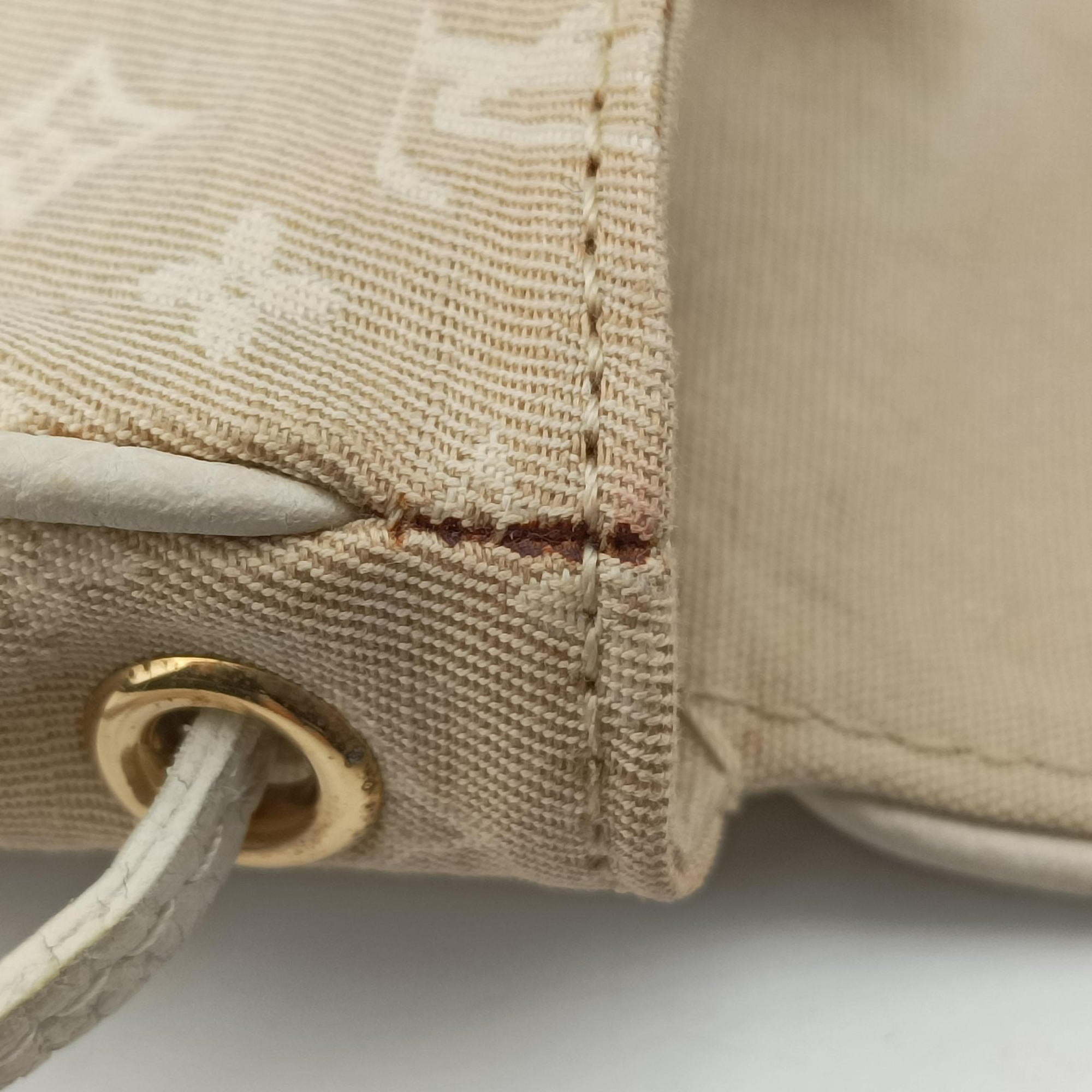 Pre-owned Louis Vuitton Cancun Pochette Dune x Ivory Monogram Mini Lin Cotton M95312 shoulderbag | stylenewstar