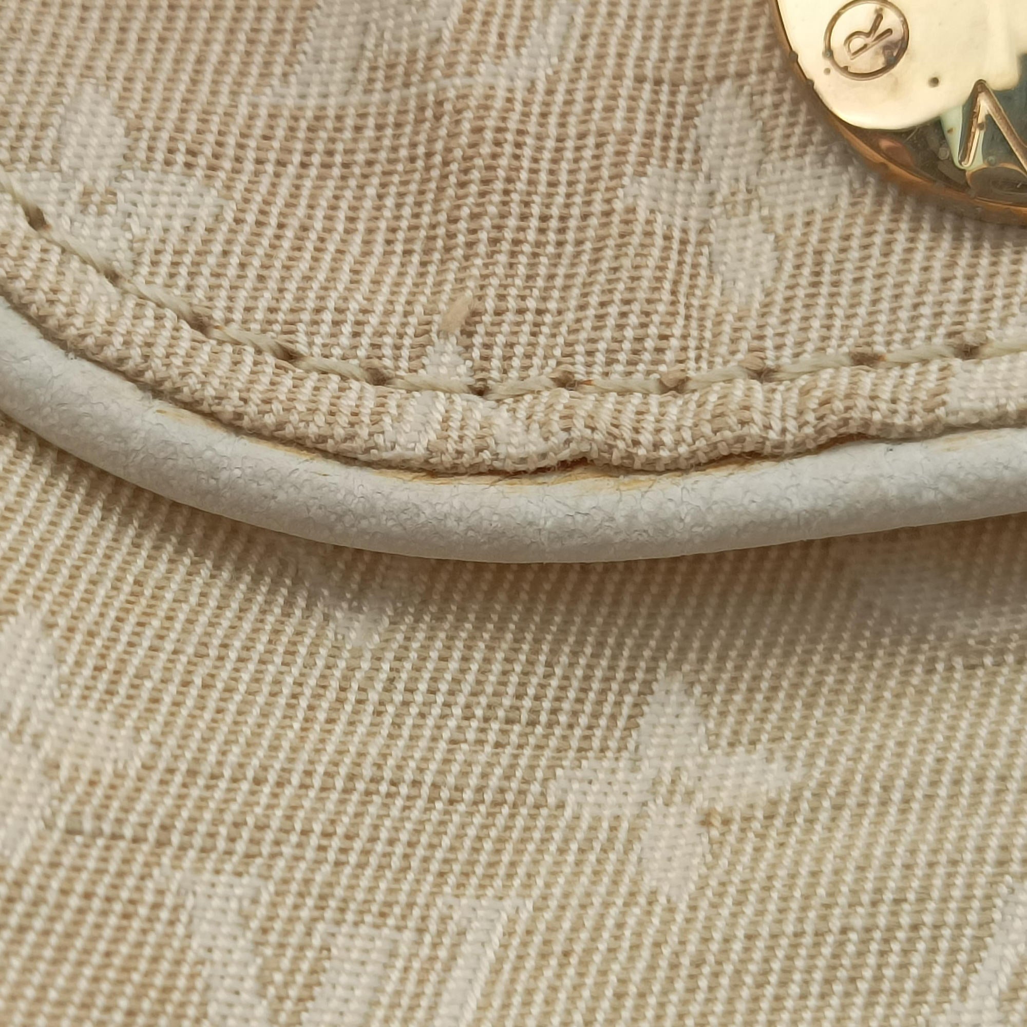 Pre-owned Louis Vuitton Cancun Pochette Dune x Ivory Monogram Mini Lin Cotton M95312 shoulderbag | stylenewstar