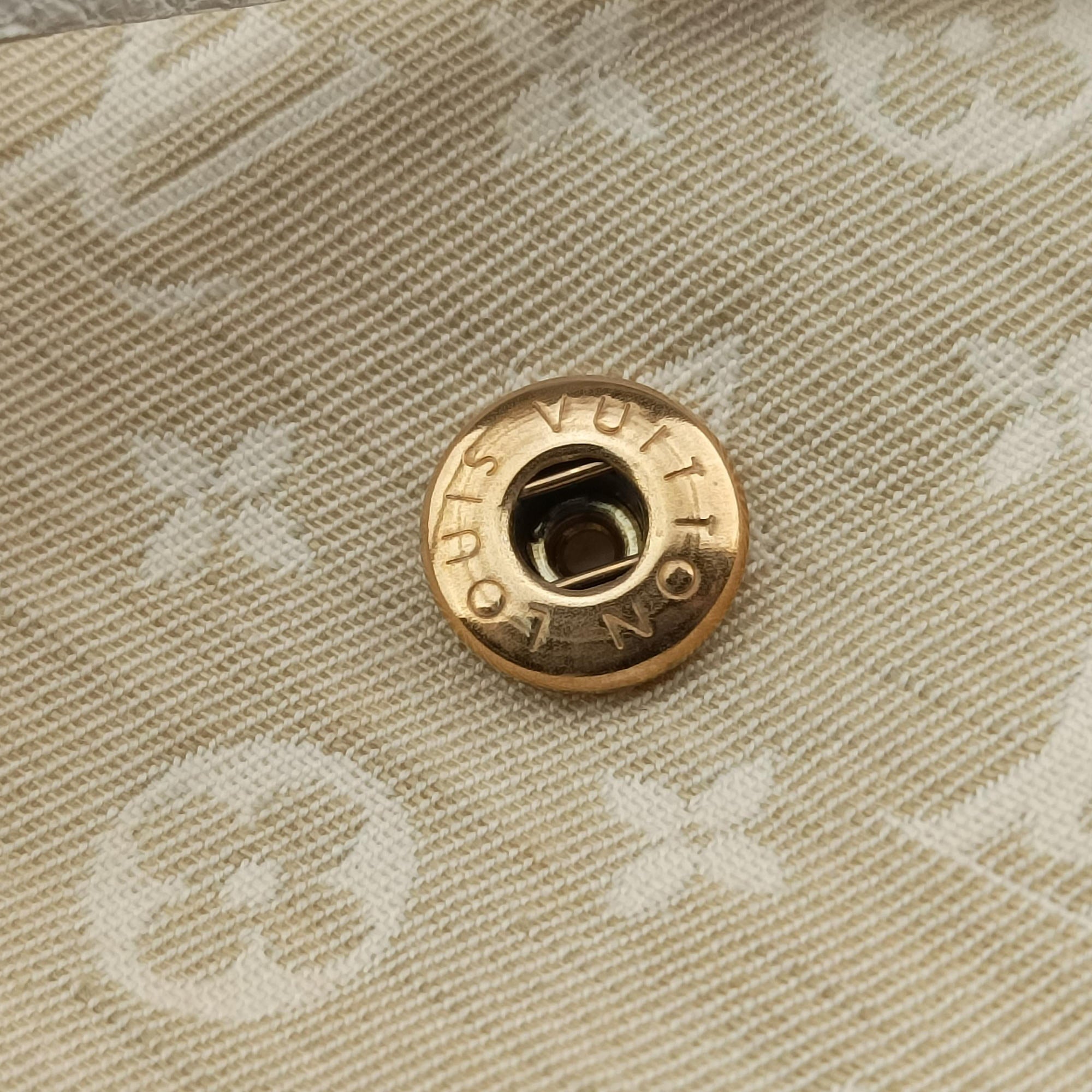 Pre-owned Louis Vuitton Cancun Pochette Dune x Ivory Monogram Mini Lin Cotton M95312 shoulderbag | stylenewstar