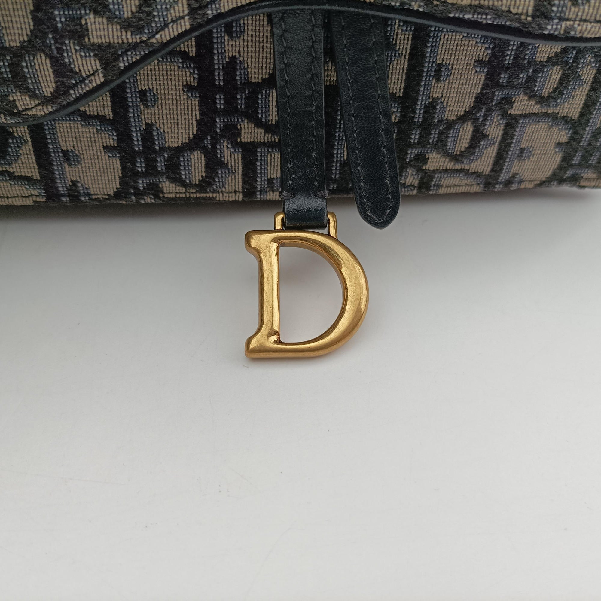 Pre-owned Christian Dior Saddle Navy×Gray Jacquard x Leather  bum bag/waist bag | stylenewstar