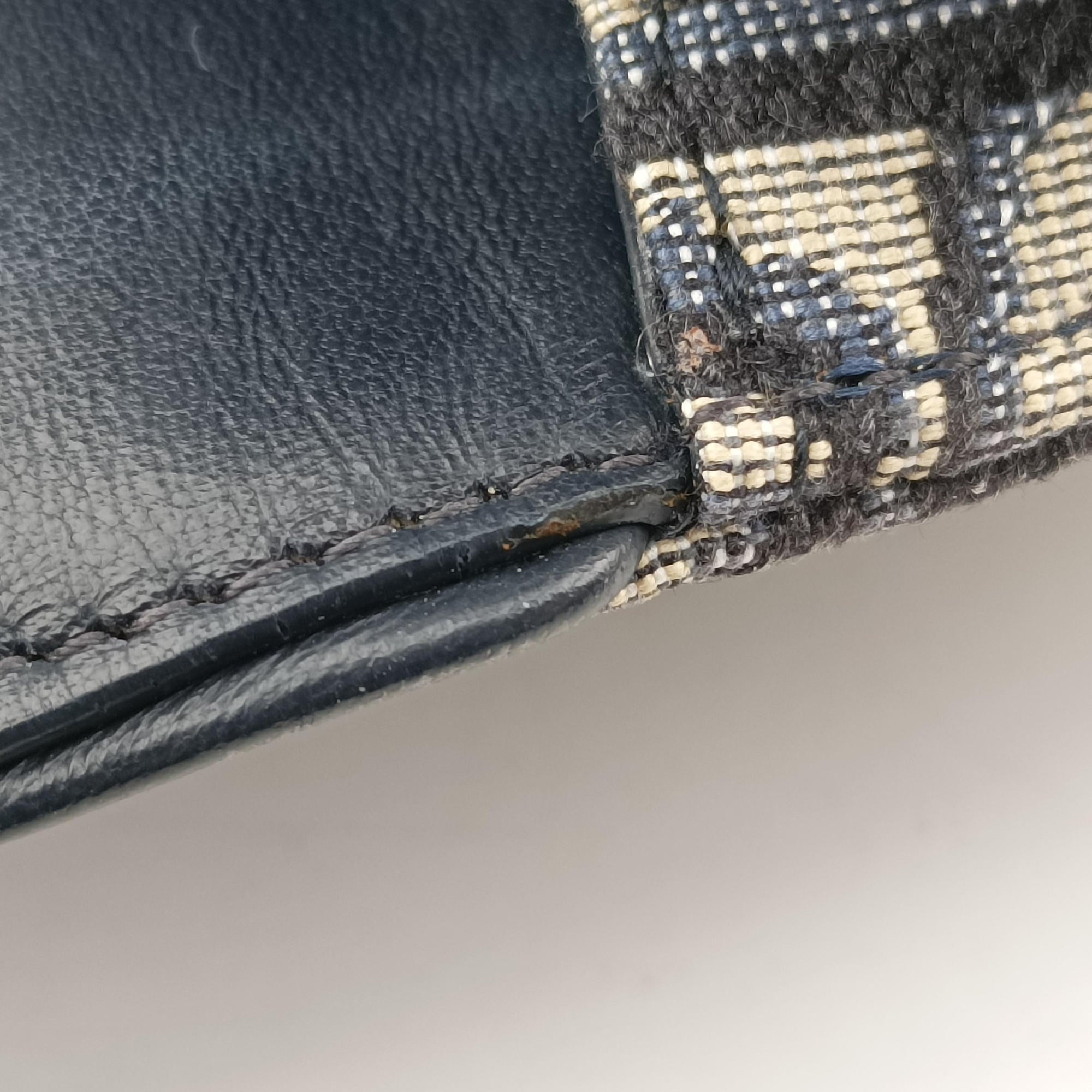 Pre-owned Christian Dior Saddle Navy×Gray Jacquard x Leather  bum bag/waist bag | stylenewstar