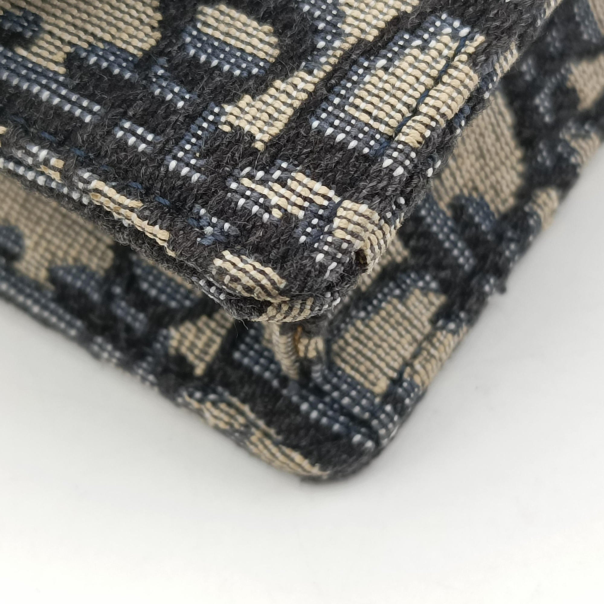 Pre-owned Christian Dior Saddle Navy×Gray Jacquard x Leather  bum bag/waist bag | stylenewstar