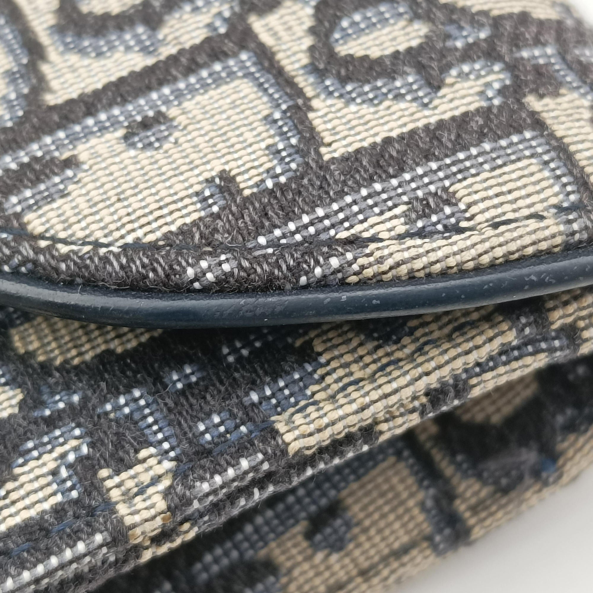 Pre-owned Christian Dior Saddle Navy×Gray Jacquard x Leather  bum bag/waist bag | stylenewstar