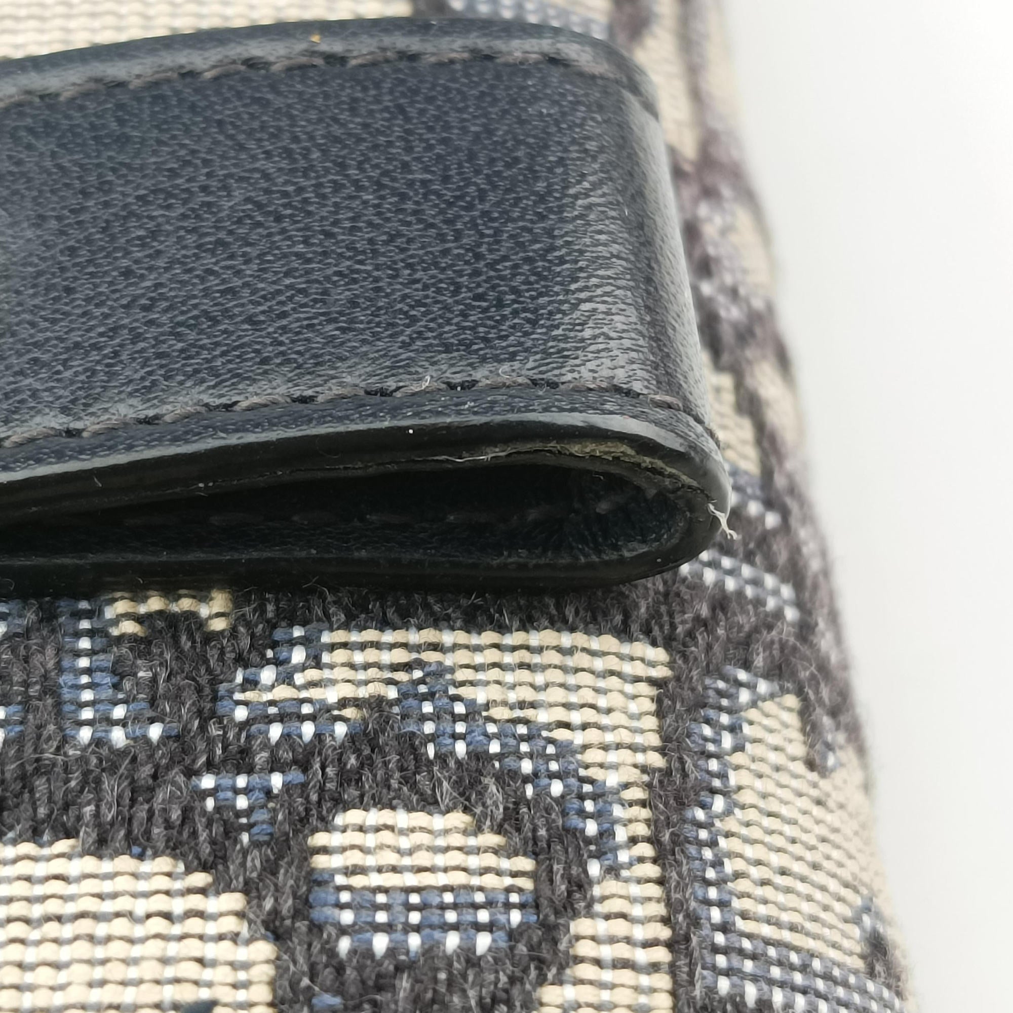 Pre-owned Christian Dior Saddle Navy×Gray Jacquard x Leather  bum bag/waist bag | stylenewstar