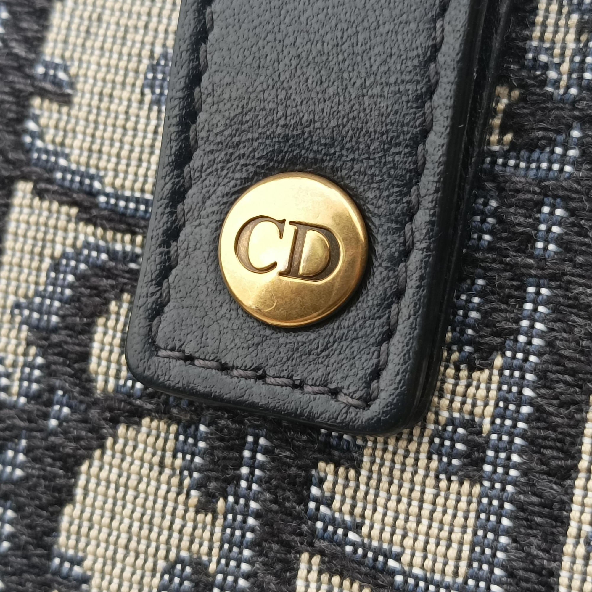 Pre-owned Christian Dior Saddle Navy×Gray Jacquard x Leather  bum bag/waist bag | stylenewstar