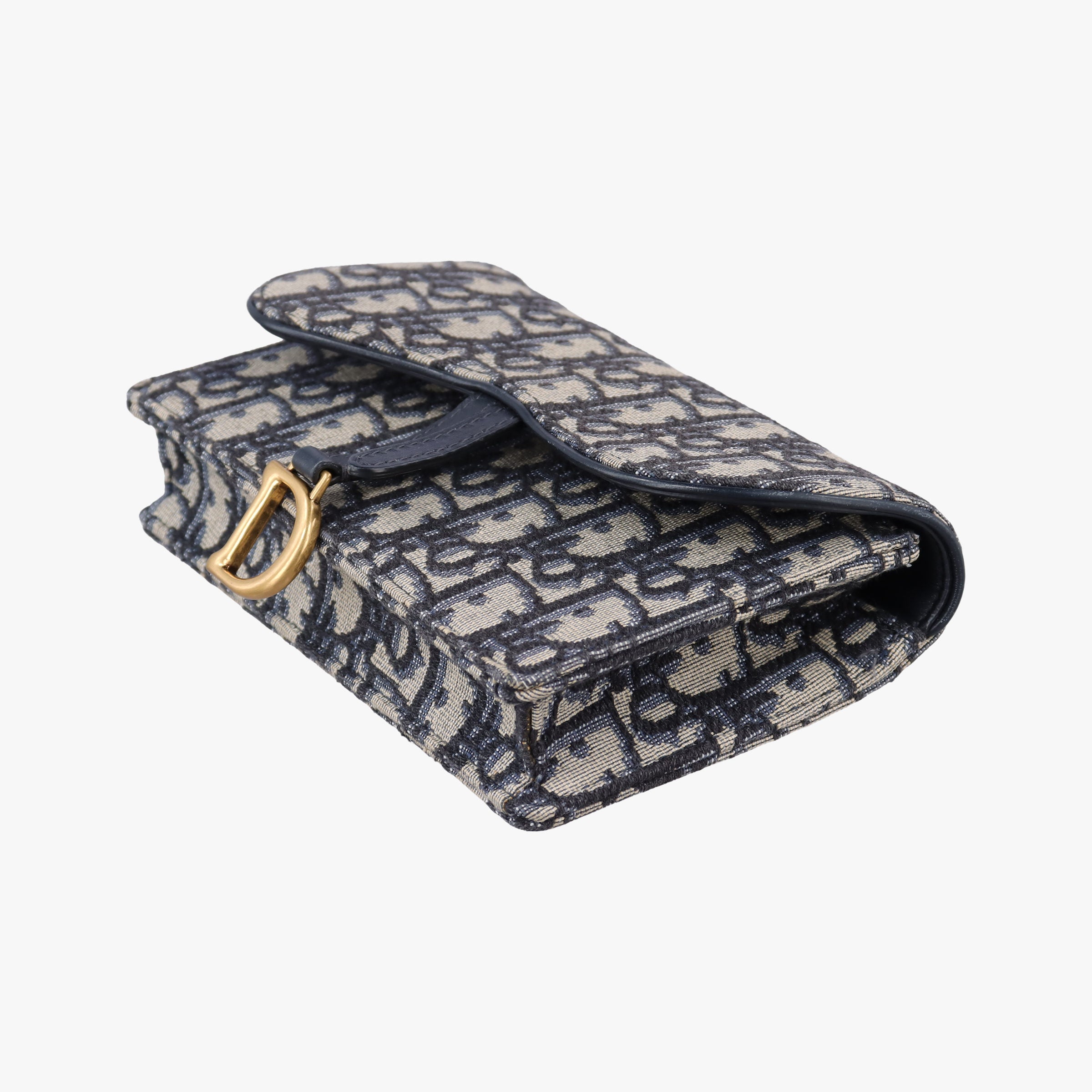 Pre-owned Christian Dior Saddle Navy×Gray Jacquard x Leather  bum bag/waist bag | stylenewstar
