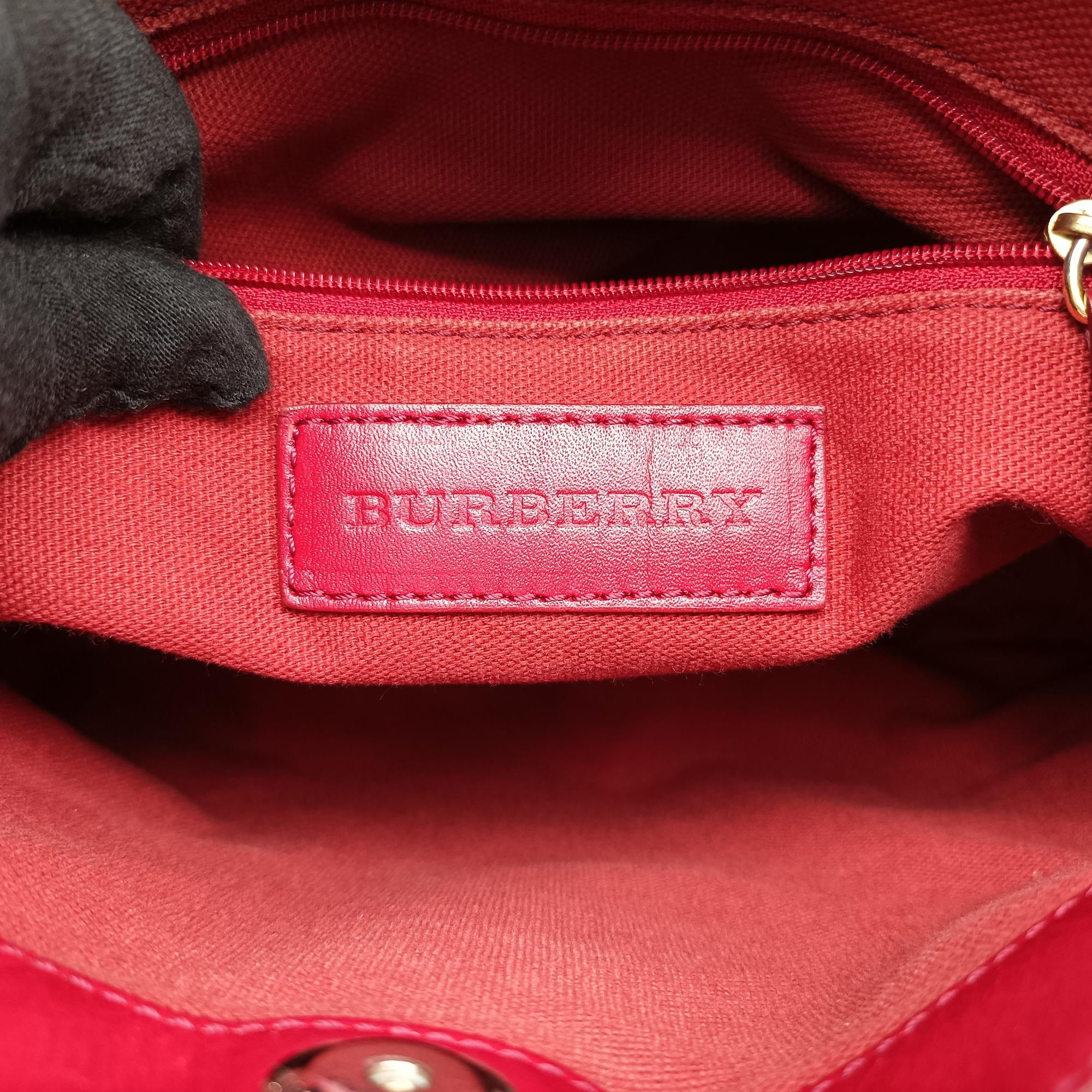 Pre-owned Burberry Haymarket Check Beige × Military Red Coated Canvas × Leather 2wayショルダーバッグ shoulderbag | stylenewstar