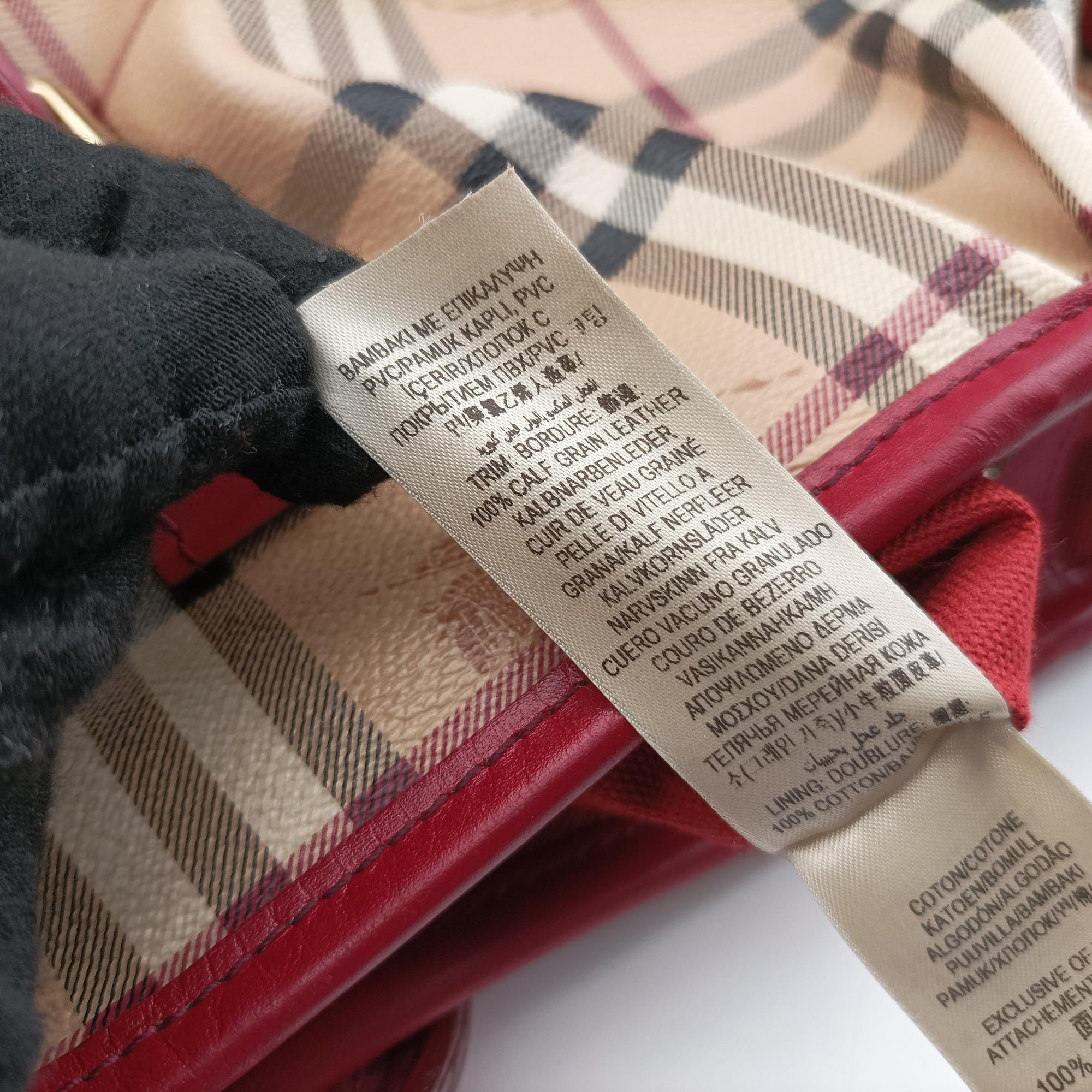 Pre-owned Burberry Haymarket Check Beige × Military Red Coated Canvas × Leather 2wayショルダーバッグ shoulderbag | stylenewstar