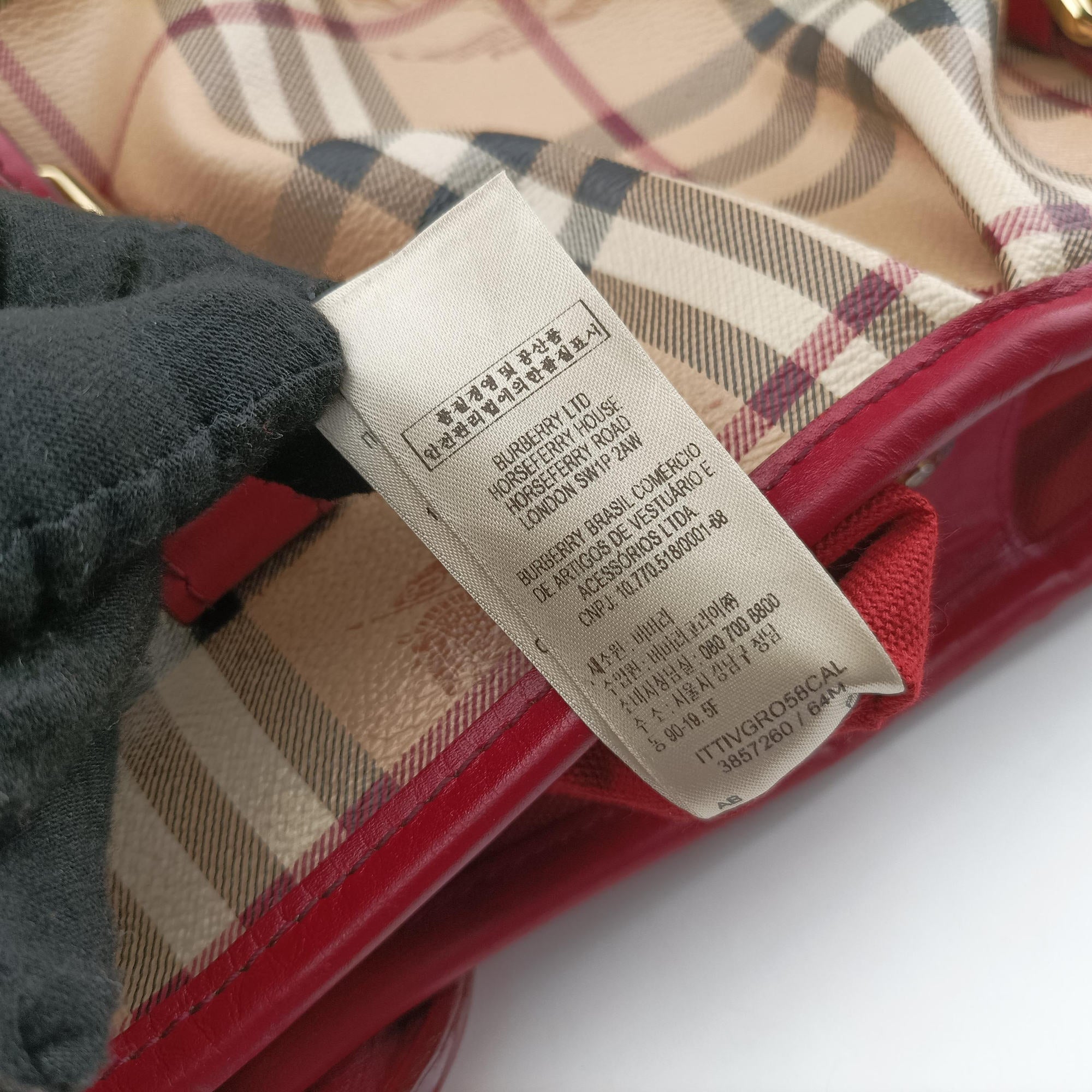 Pre-owned Burberry Haymarket Check Beige × Military Red Coated Canvas × Leather 2wayショルダーバッグ shoulderbag | stylenewstar