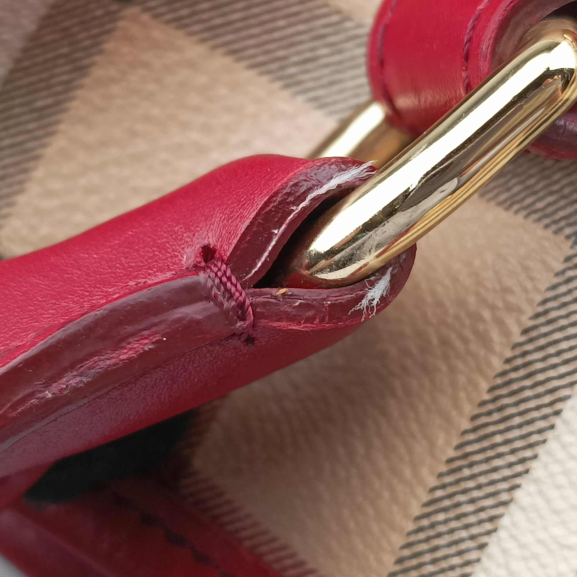 Pre-owned Burberry Haymarket Check Beige × Military Red Coated Canvas × Leather 2wayショルダーバッグ shoulderbag | stylenewstar
