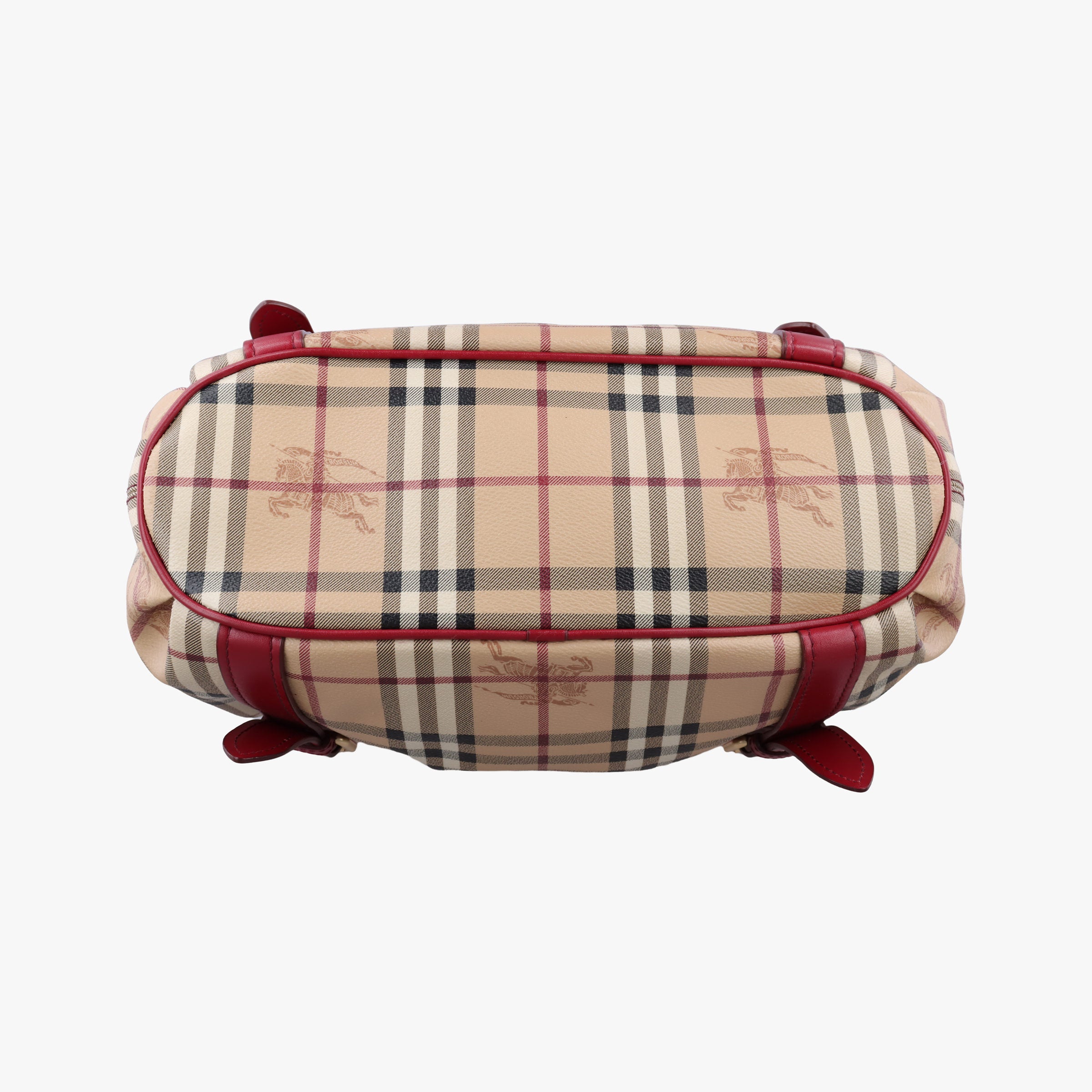 Pre-owned Burberry Haymarket Check Beige × Military Red Coated Canvas × Leather 2wayショルダーバッグ shoulderbag | stylenewstar