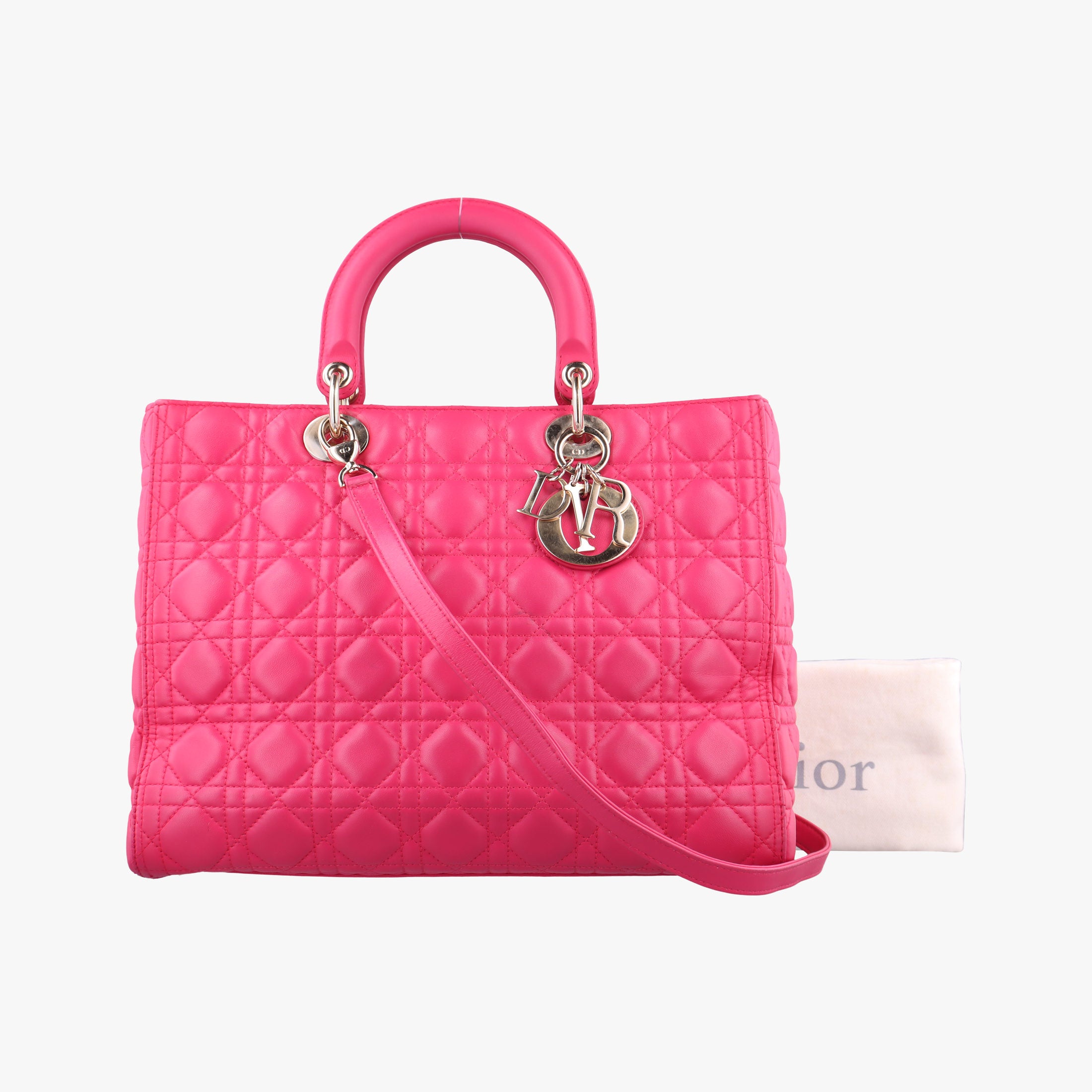Pre-owned Christian Dior Lady Dior Rose lambskin  shoulderbag | stylenewstar