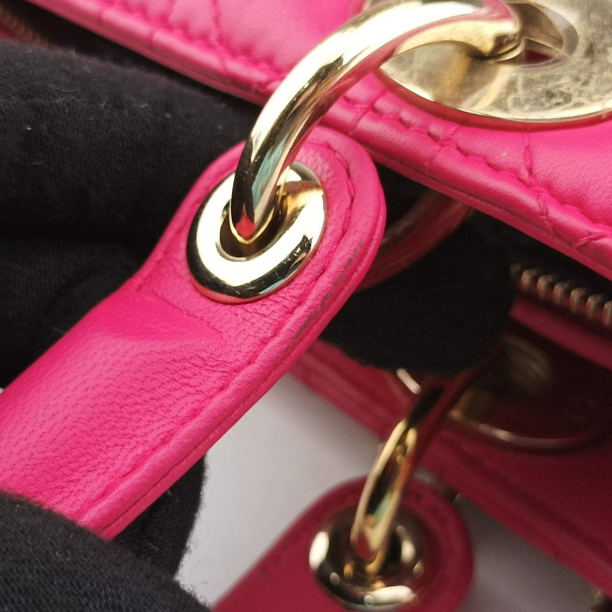 Pre-owned Christian Dior Lady Dior Rose lambskin  shoulderbag | stylenewstar