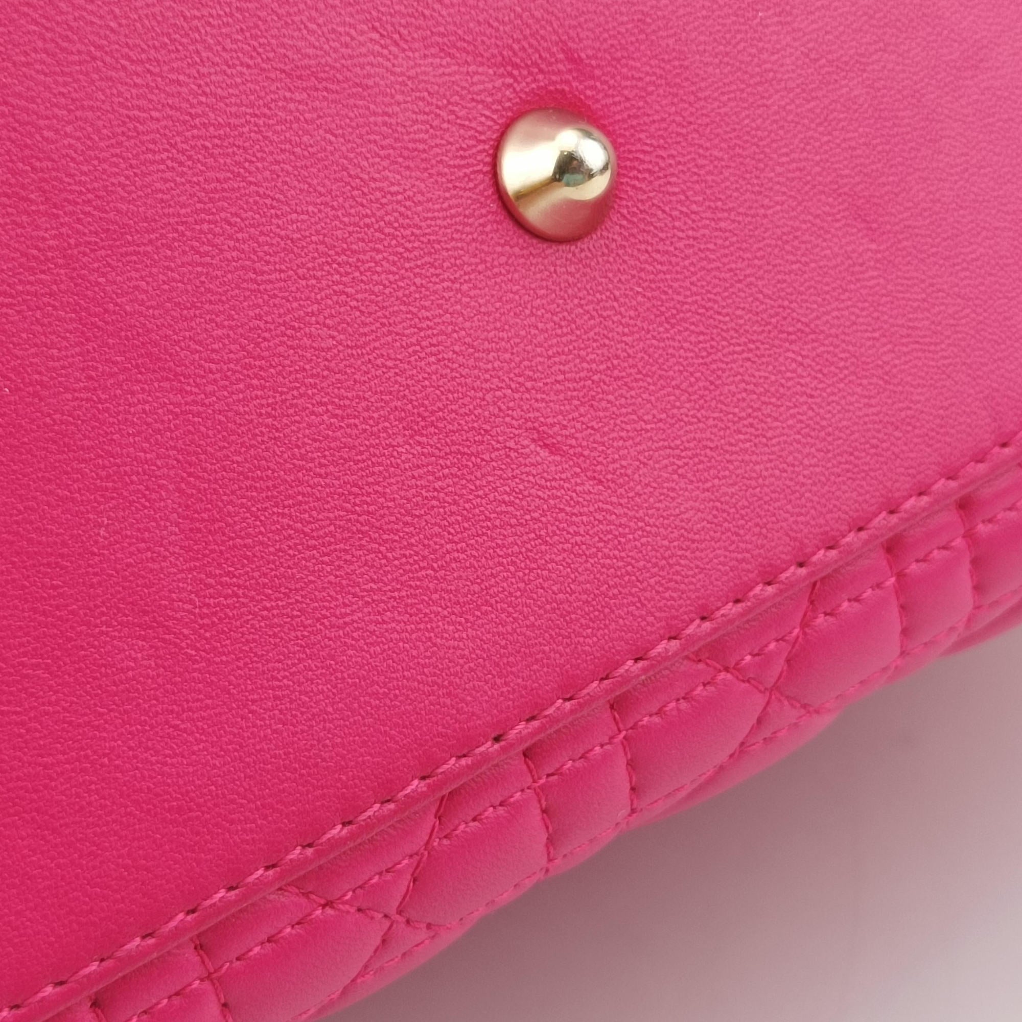 Pre-owned Christian Dior Lady Dior Rose lambskin  shoulderbag | stylenewstar