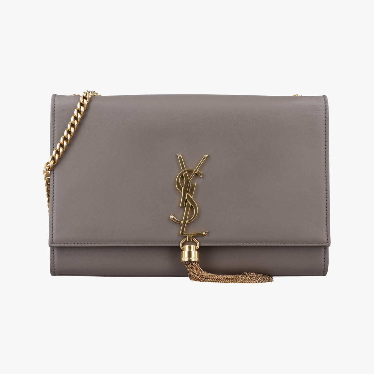 Pre-owned Yves Saint Laurent KATE Grey Leather 354119 shoulderbag | stylenewstar