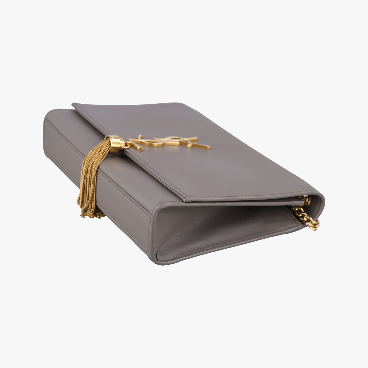 Pre-owned Yves Saint Laurent KATE Grey Leather 354119 shoulderbag | stylenewstar