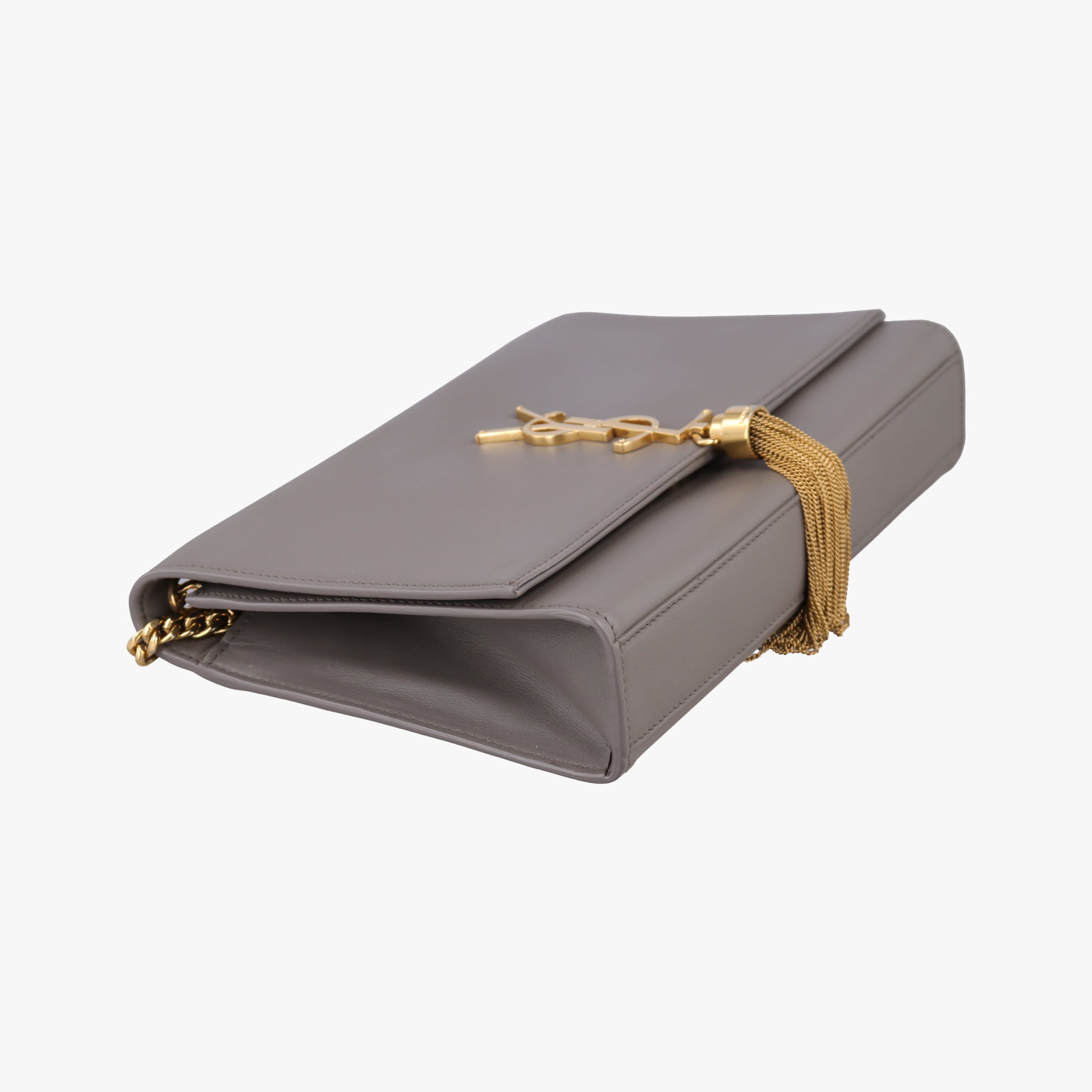 Pre-owned Yves Saint Laurent KATE Grey Leather 354119 shoulderbag | stylenewstar