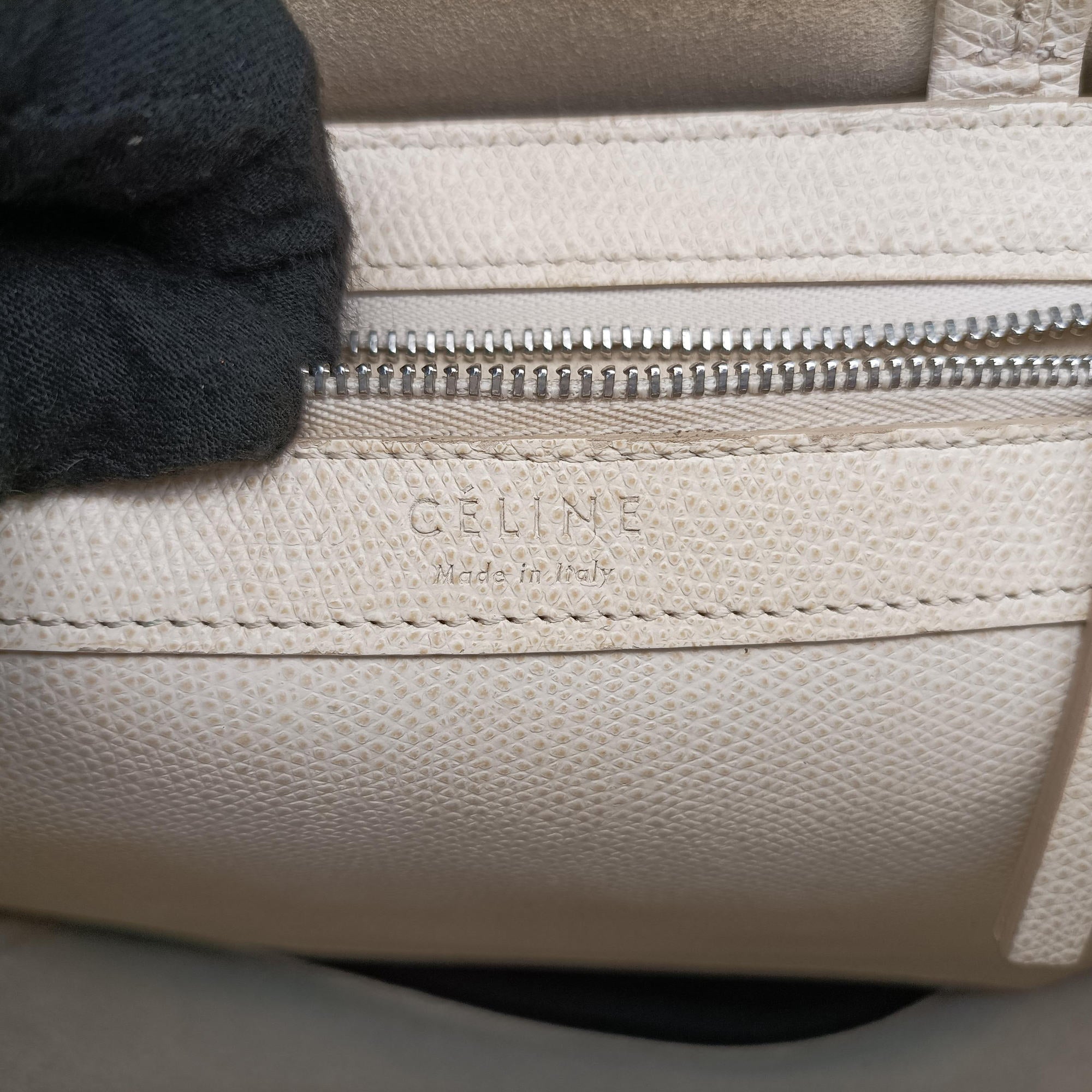 Pre-owned Celine Cabas Tote Cream × Black Leather  shoulderbag | stylenewstar